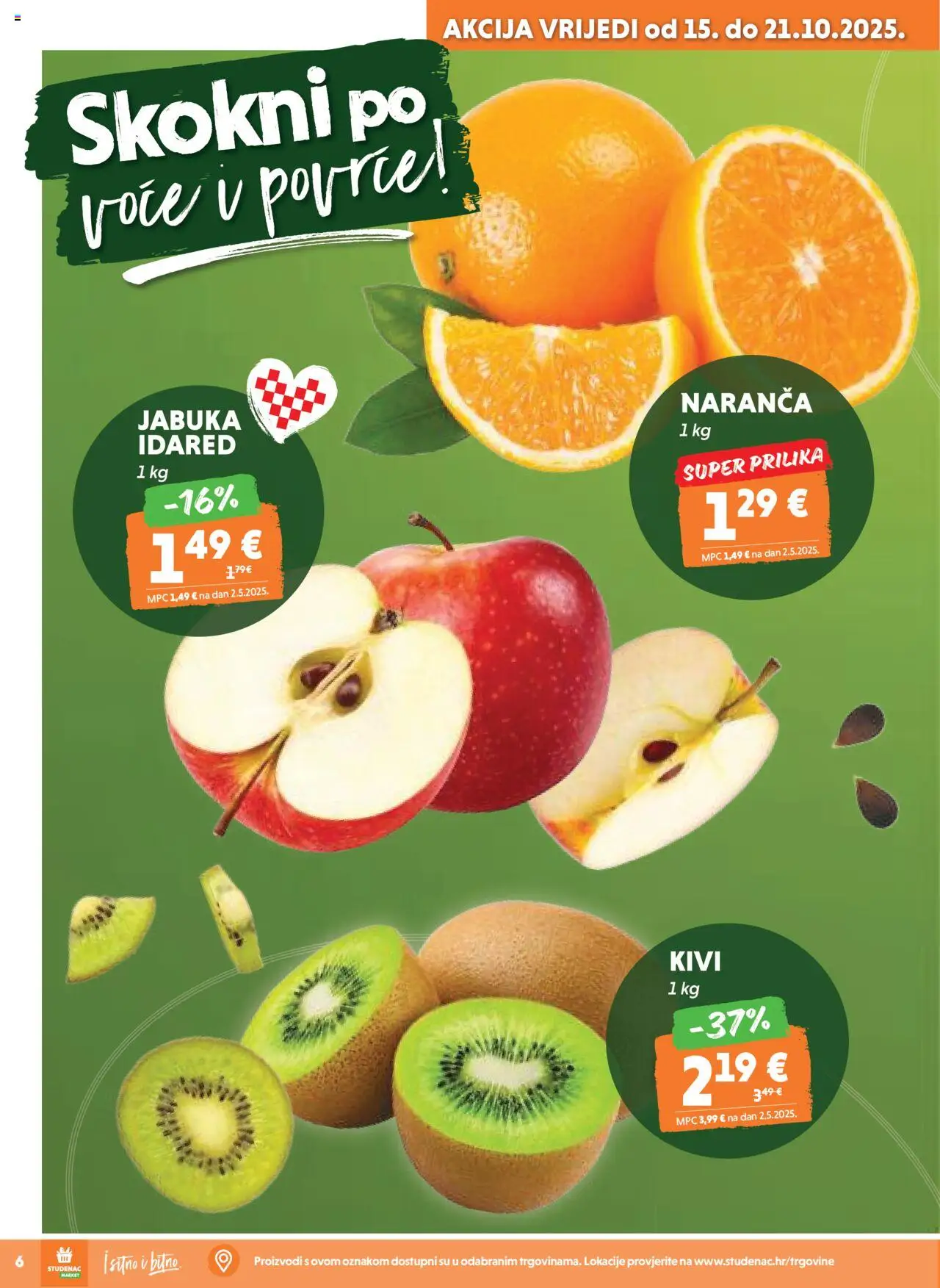 Studenac katalog | vrijedi od 15.10.2025 | Stranica: 6 | Proizvodi: Kivi, Jabuka