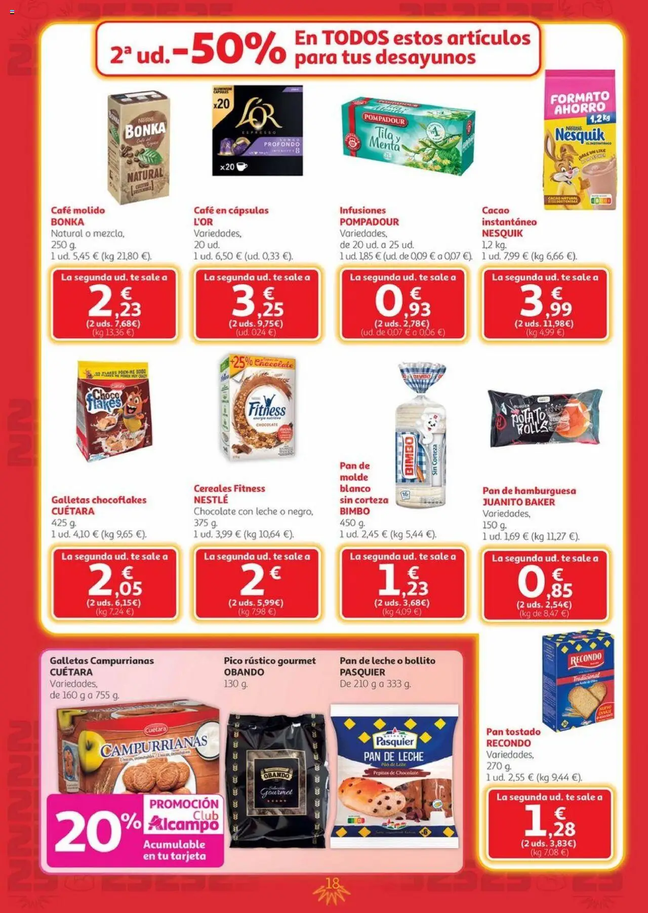 Alcampo - Canarias │ válido desde el 25.09.2025 | Página: 18 | Productos: Café, Té, Pan de leche, Φρυγανιές σικάλεως