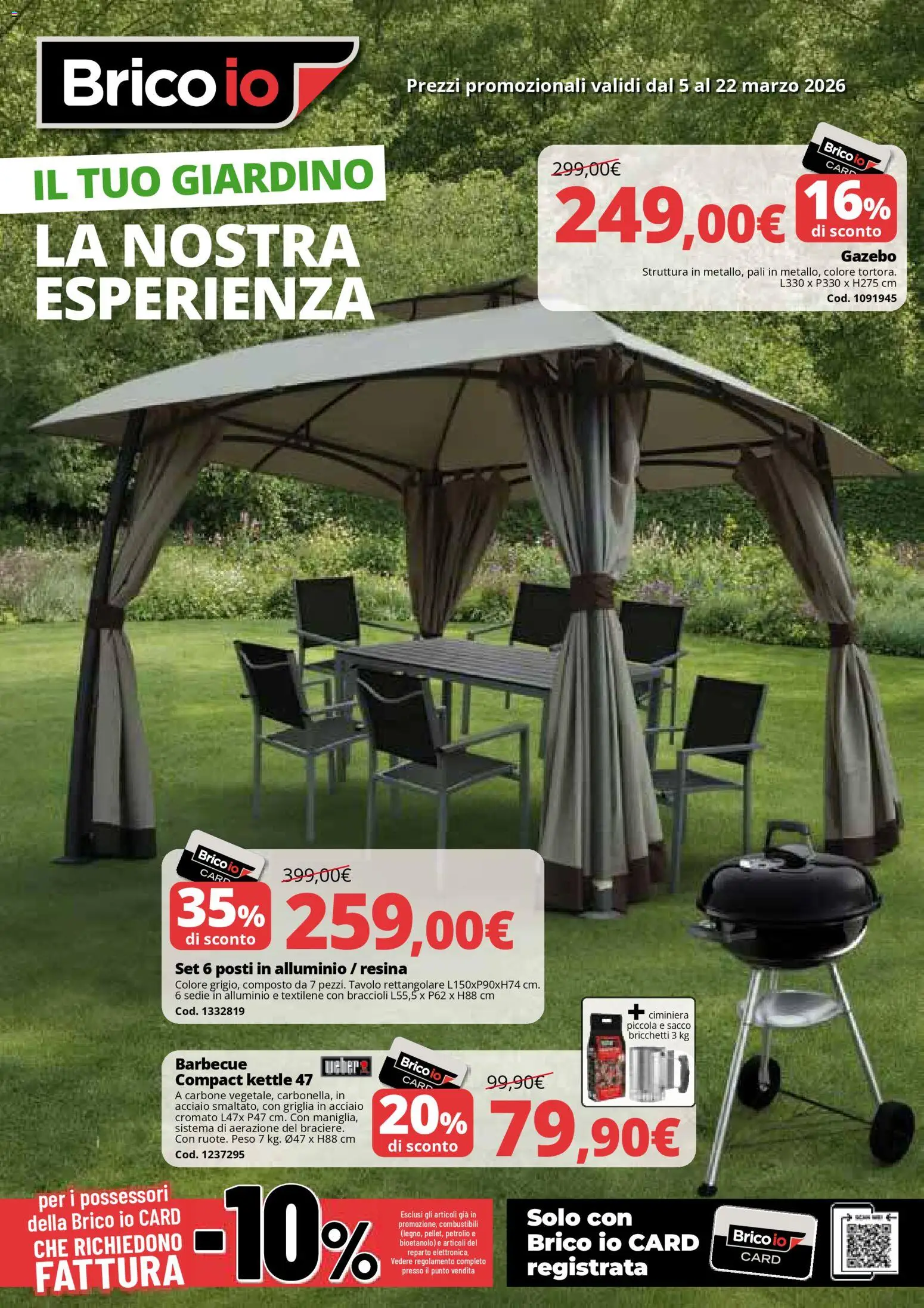 Volantino Brico io del 05.03.2026 | Pagina: 1 | Prodotti: Braccioli, Barbecue, Alluminio, Griglia