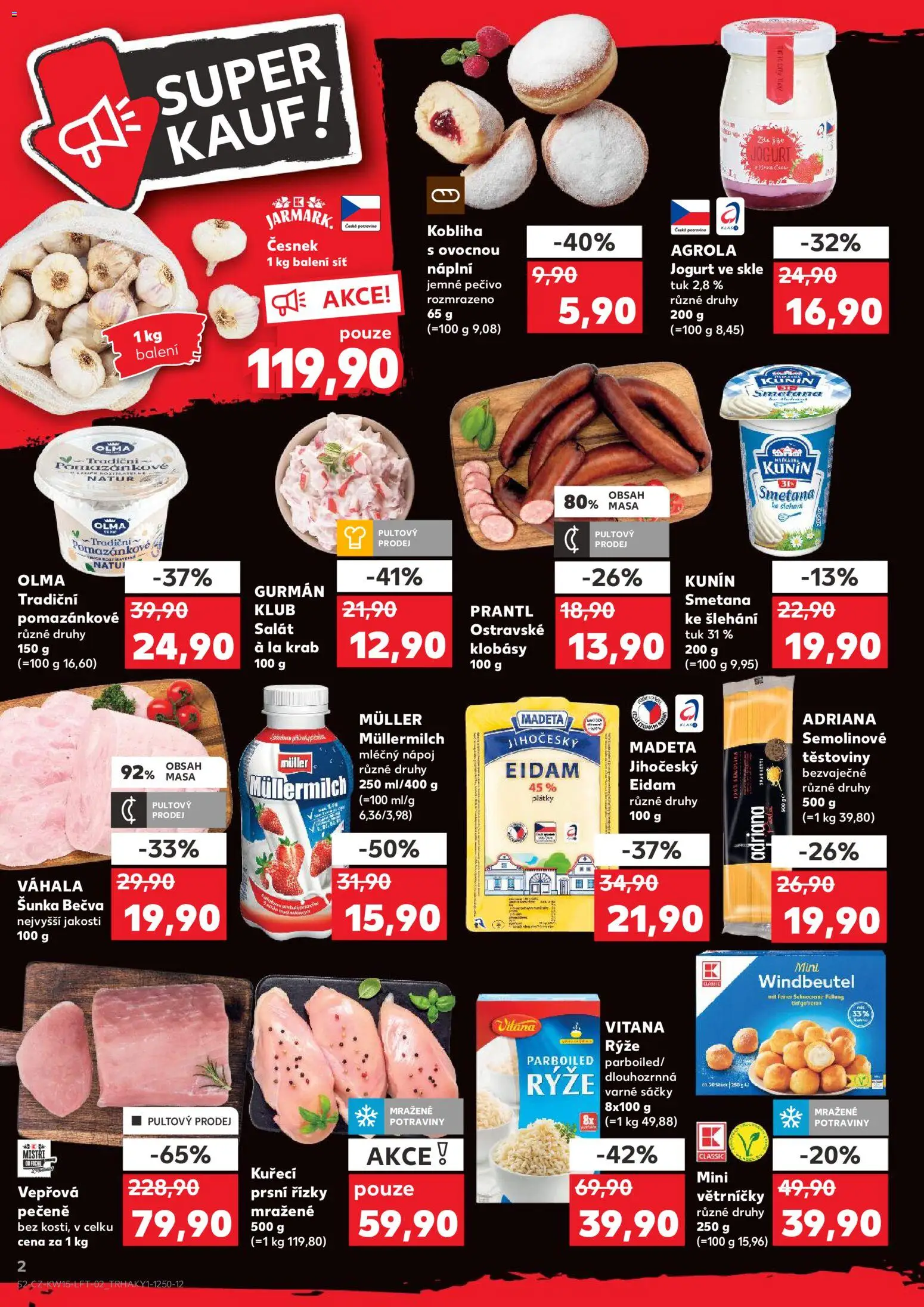 Kaufland leták - Kolín od 08.04.2026 | Strana: 2 | Produkty: Jogurt, Rýže Vitana, Salát, Česnek