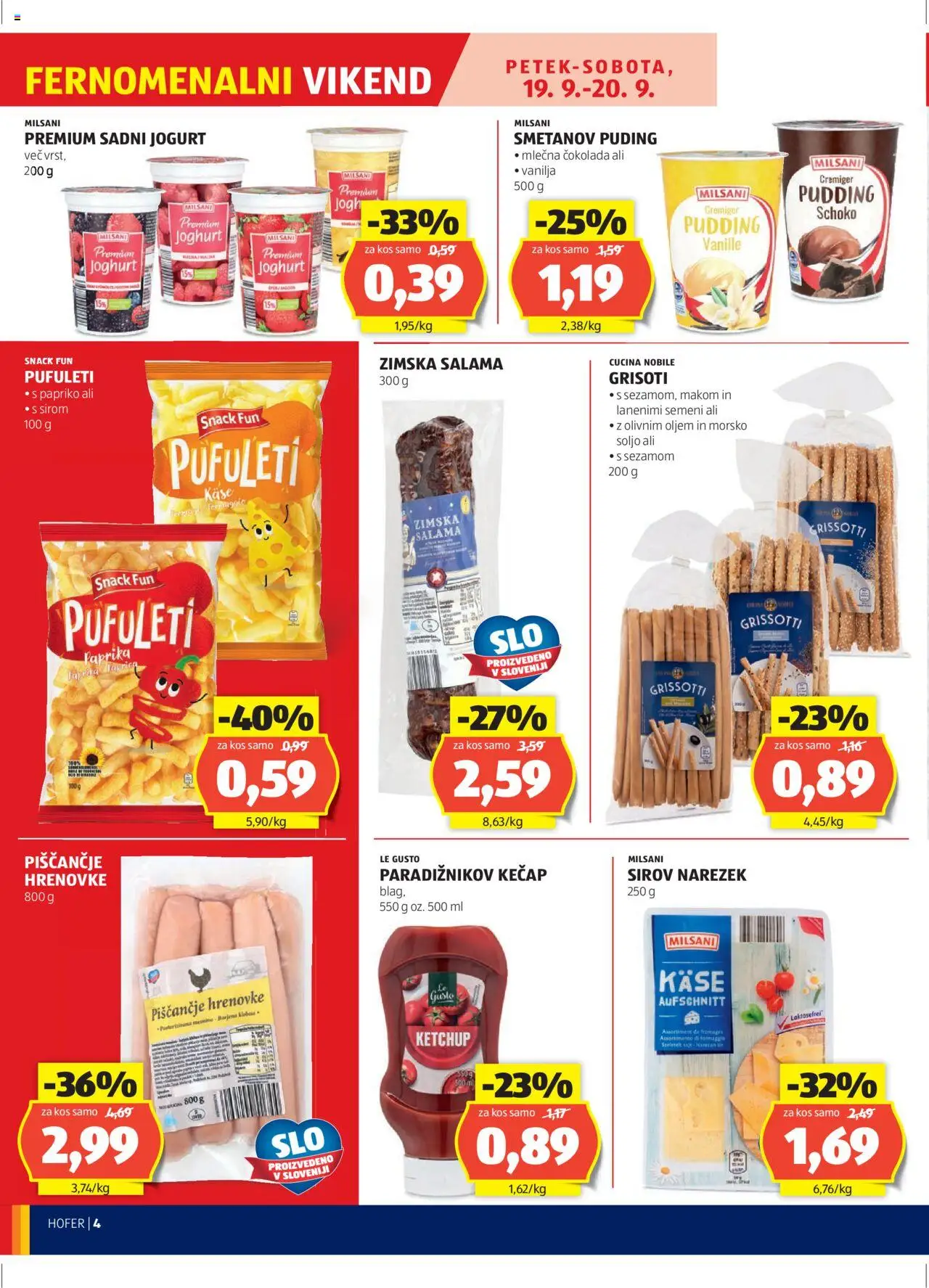 Hofer SI katalog | vrijedi od 18.09.2025 | Stranica: 4 | Proizvodi: Čokolada, Salama, Puding, Hrenovke