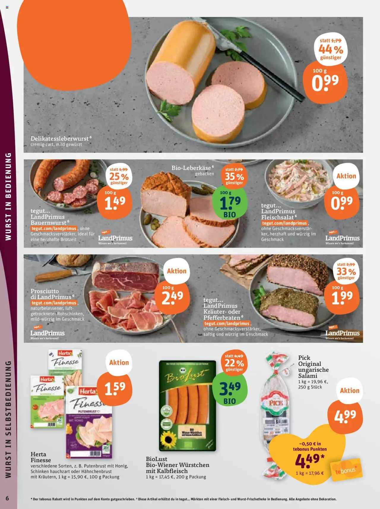 Tegut Prospekt 	 – gültig ab 29.09.2025 | Seite: 8 | Produkte: Wurst, Salami, Schinken, Fleisch
