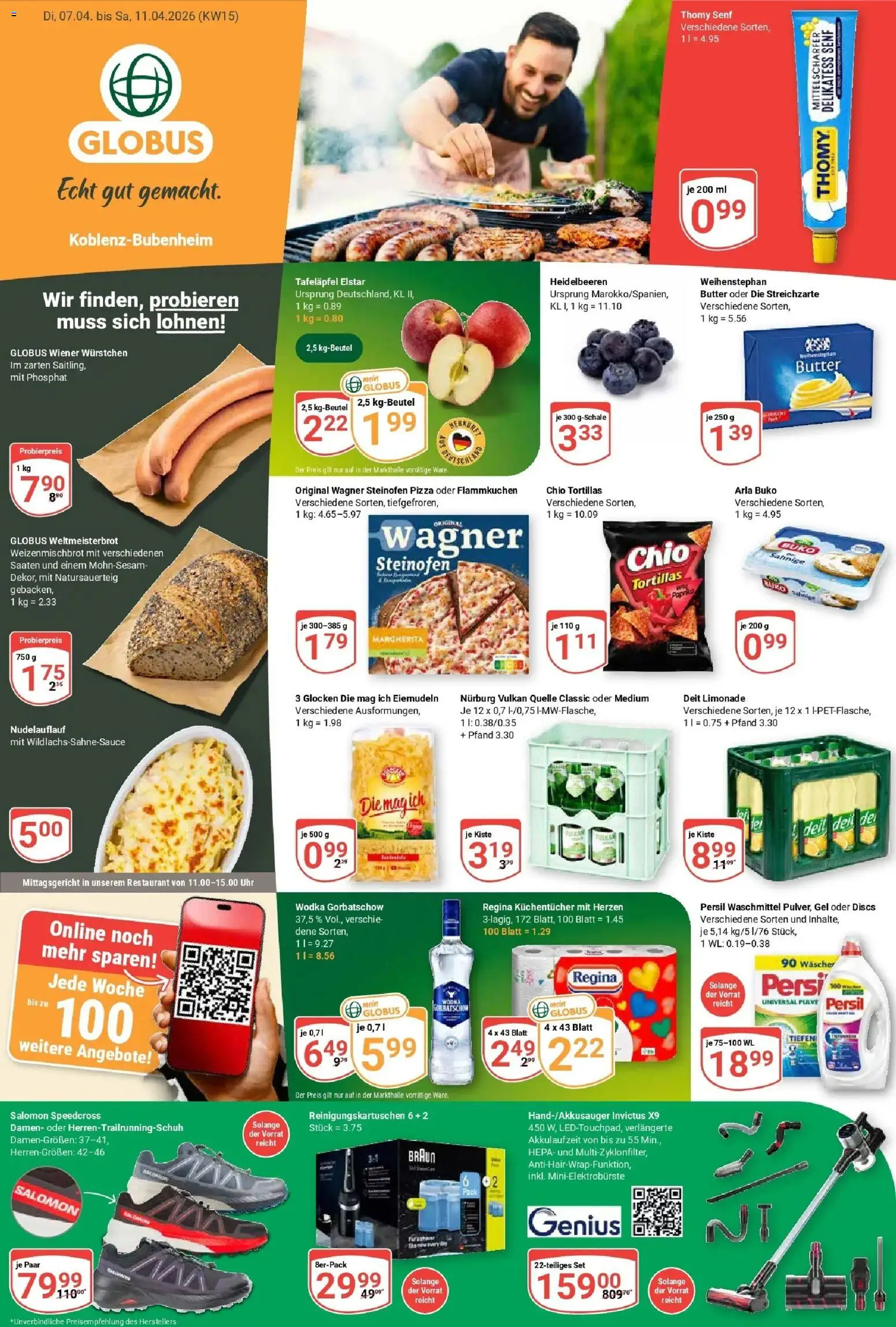 Globus prospekt Koblenz-Bubenheim	 – gültig ab 07.04.2026 | Seite: 1 | Produkte: Wodka gorbatschow, Pizza, Wodka, Persil
