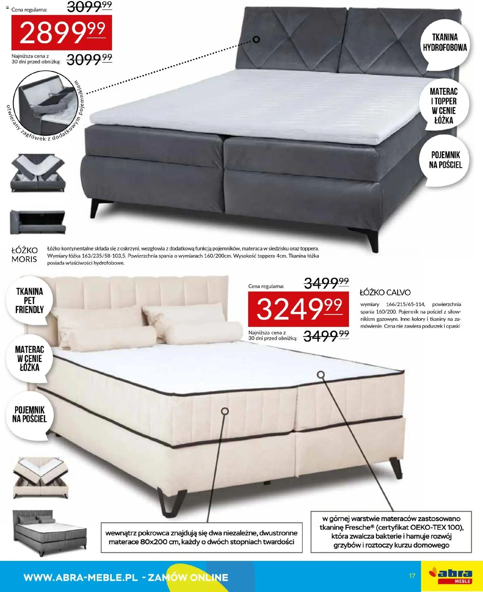 Abra meble Gazetka od 09.01.2026 | Strona: 17 | Produkty: Pościel, Łóżko, Materac