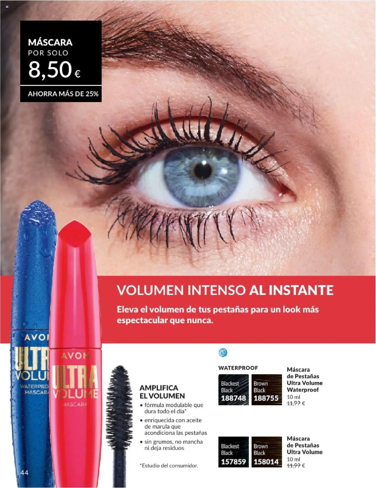 Catálogo AVON campaña 6 │ válido desde el 01.06.2025 | Página: 44 | Productos: Máscara, Aceite, Máscara de pestañas