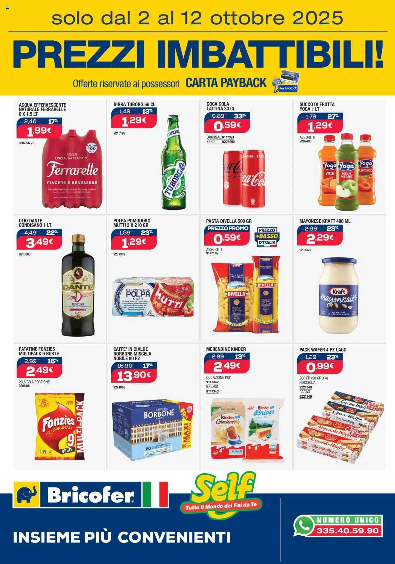 Volantino Self del 02.10.2025 | Pagina: 11 | Prodotti: Patatine, Pasta, Cacao, Coca Cola