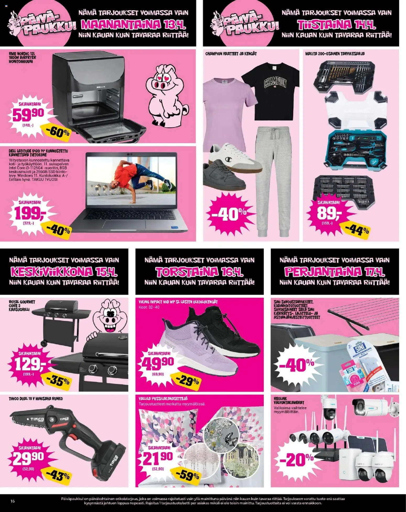 Kärkkäinen tarjoukset – voimassa 08.04.2026 alkaen | Sivu: 16 | Tuotteet: Kaasugrilli, Vaatteet, Tietokone