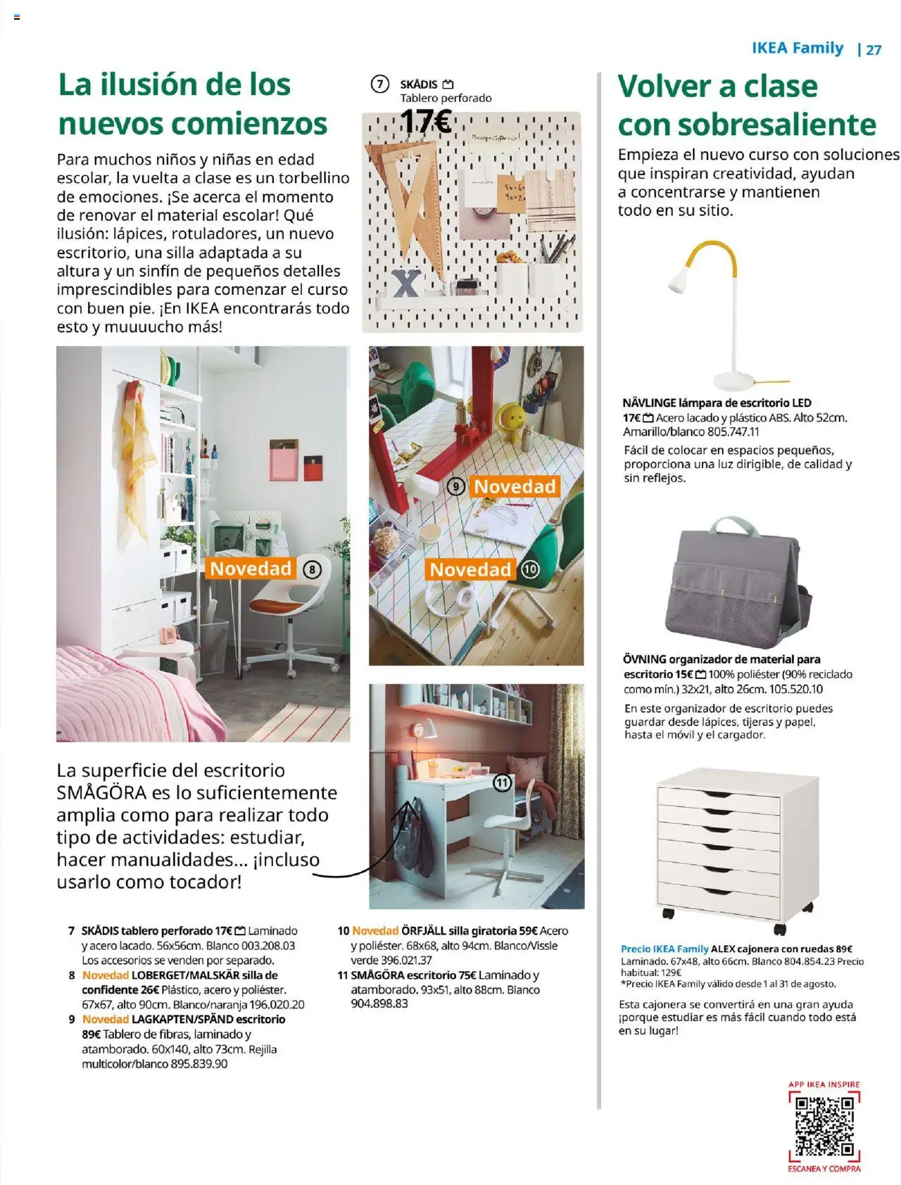 Catálogo IKEA Family Mallorca │ válido desde el 01.07.2025 | Página: 27 | Productos: Silla giratoria, Cajonera, Silla, Lámpara