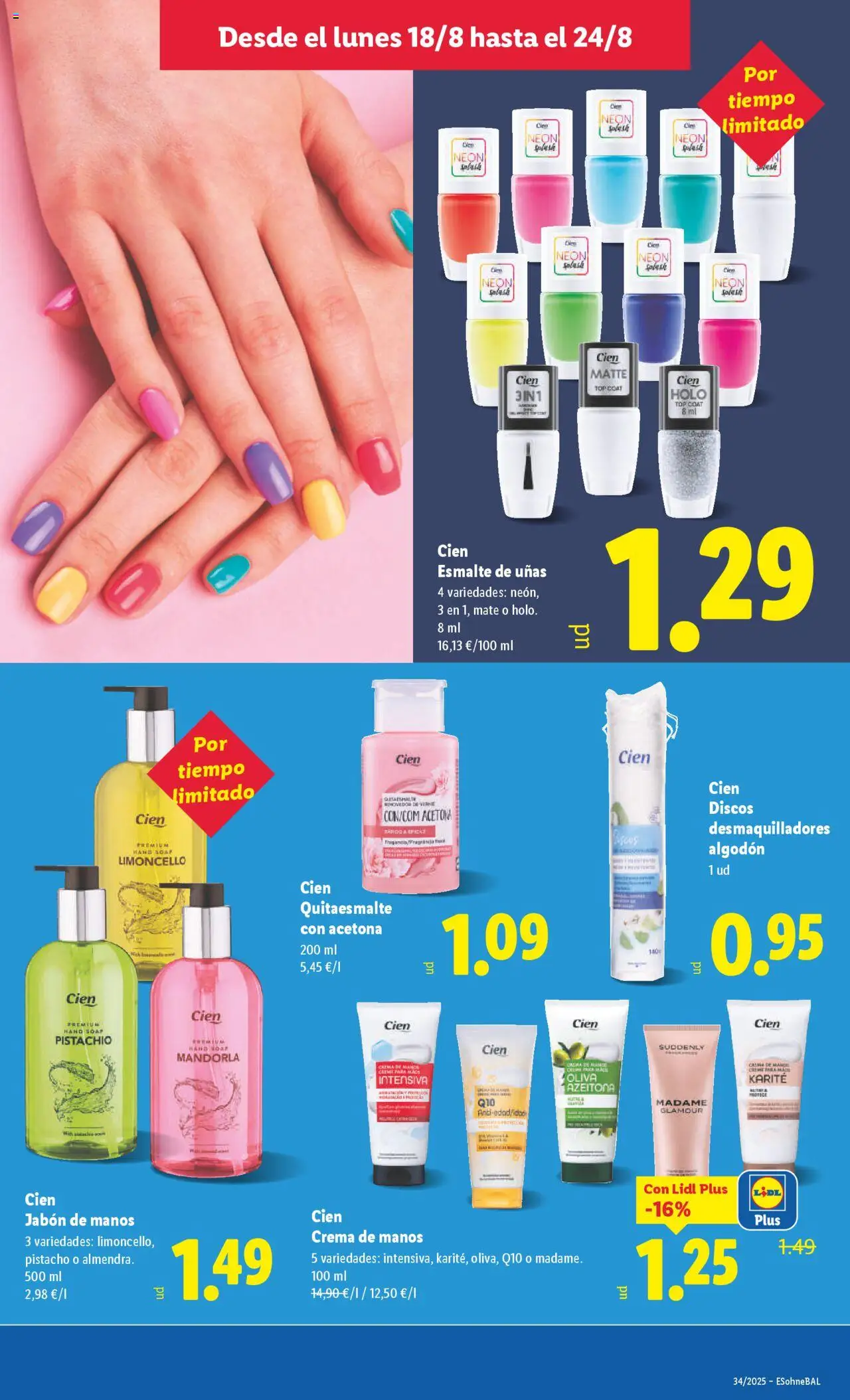 Lidl catálogo BCN │ válido desde el 18.08.2025 | Página: 21 | Productos: Esmalte de uñas, Crema de manos, Jabón, Crema