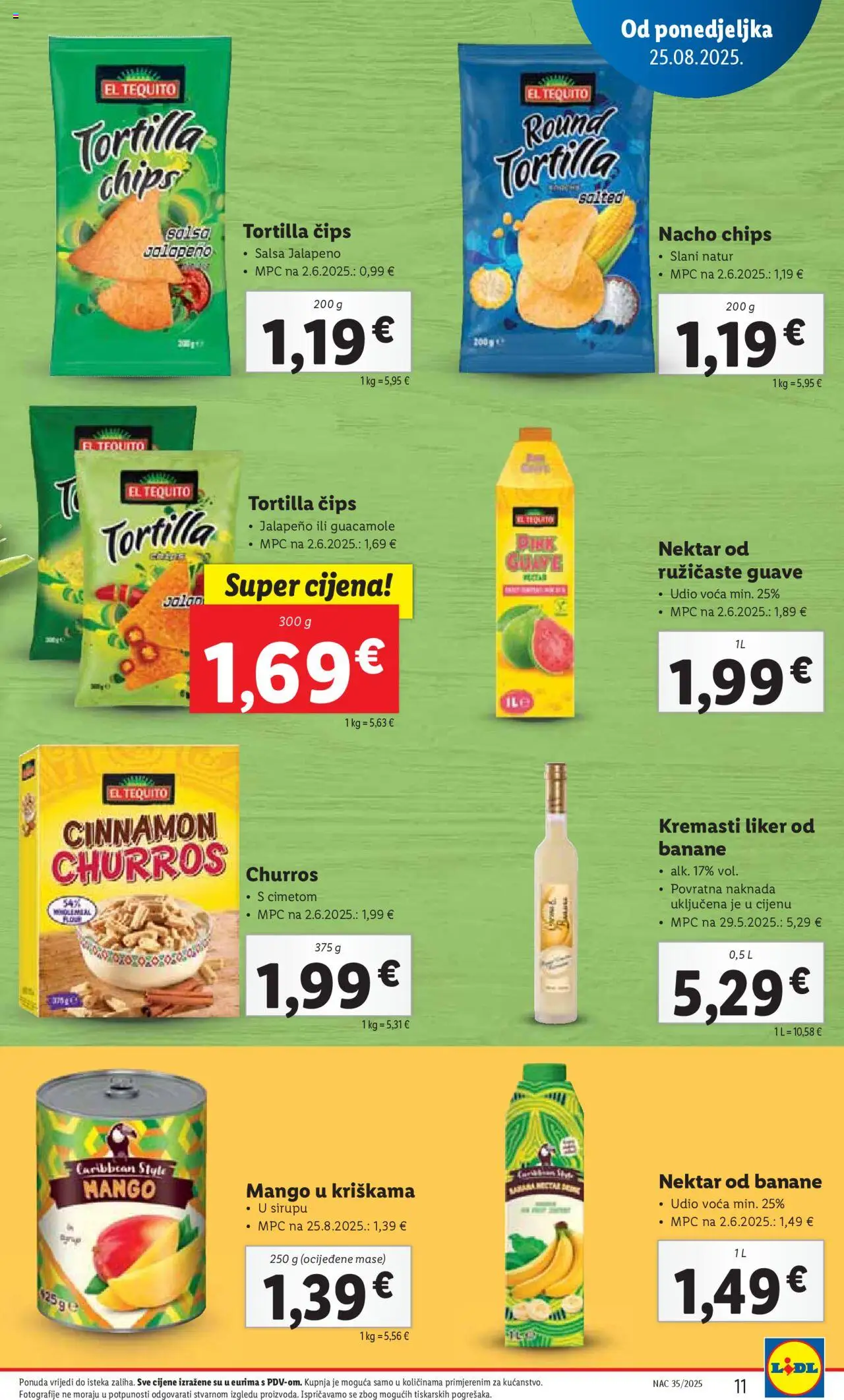 Lidl katalog | vrijedi od 25.08.2025 | Stranica: 11 | Proizvodi: Banane, Čips, Liker, Mango