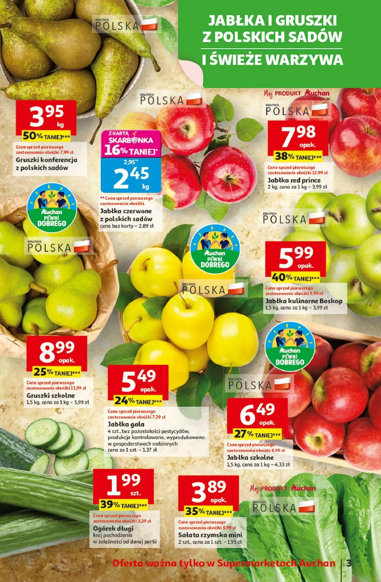 Auchan Gazetka od 09.10.2025 | Strona: 3 | Produkty: Karta, Jabłka, Warzywa