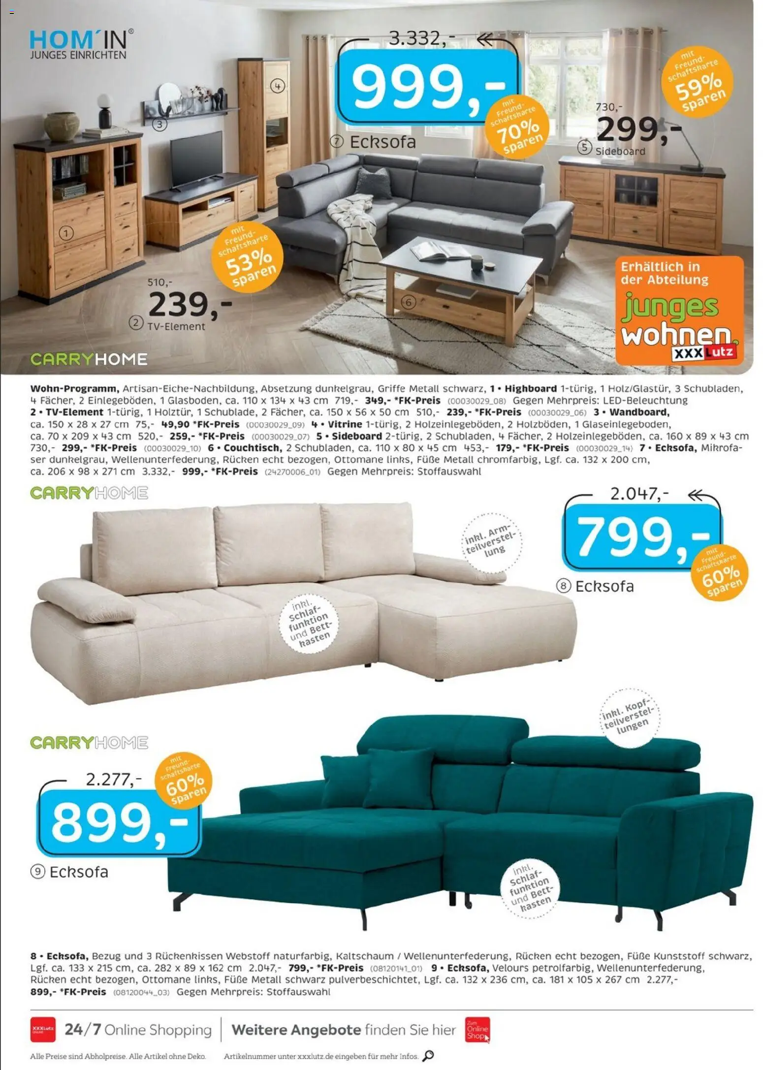 XXXL Lutz Restaurantgutscheine – gültig ab 08.03.2026 | Seite: 8 | Produkte: Sideboard, HIghboard, Bett, Vitrine