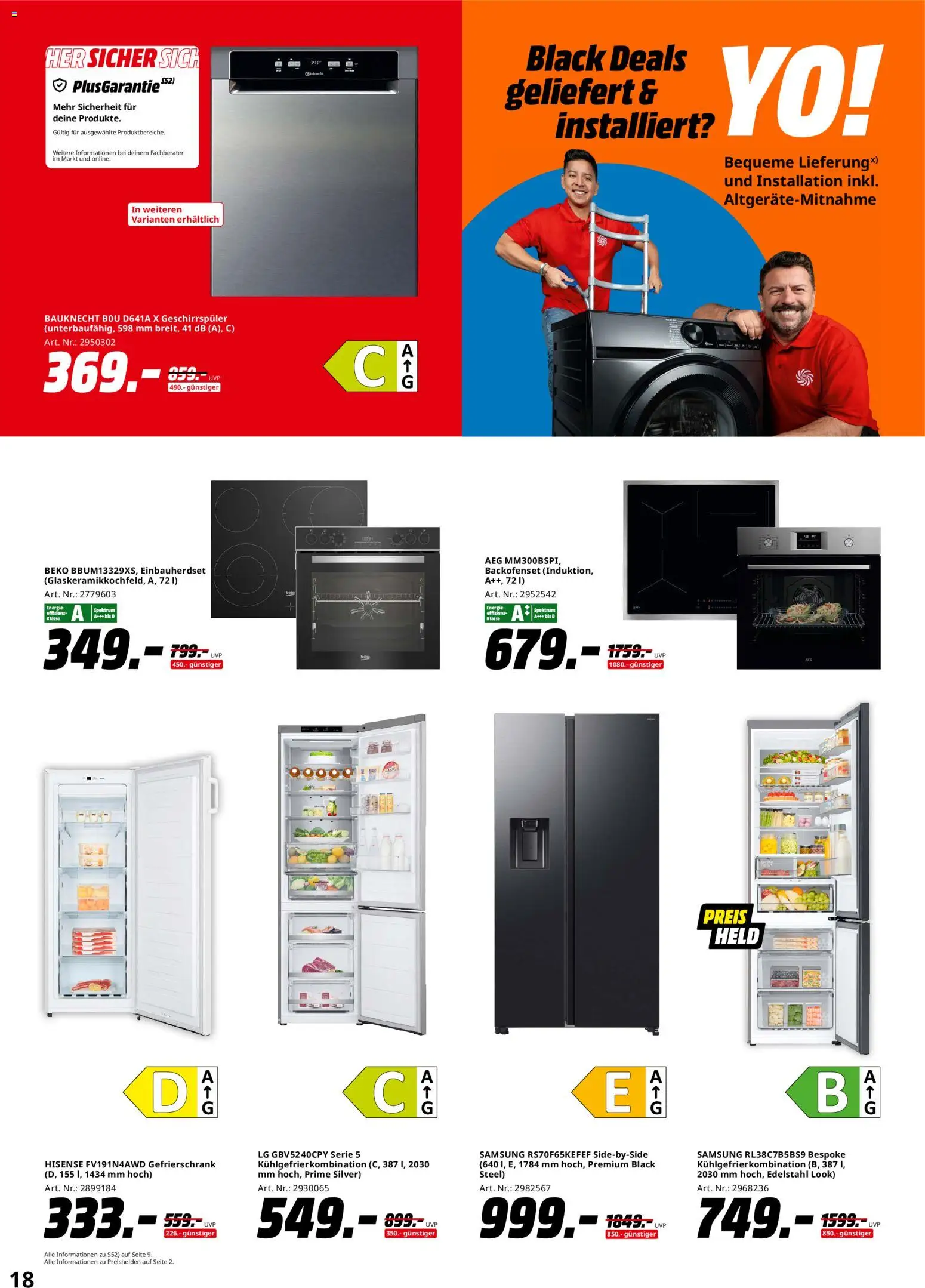 Media Markt - Black Friday  – gültig ab 28.10.2025 | Seite: 18 | Produkte: Hisense, AEG, Samsung, Kühlgefrierkombination