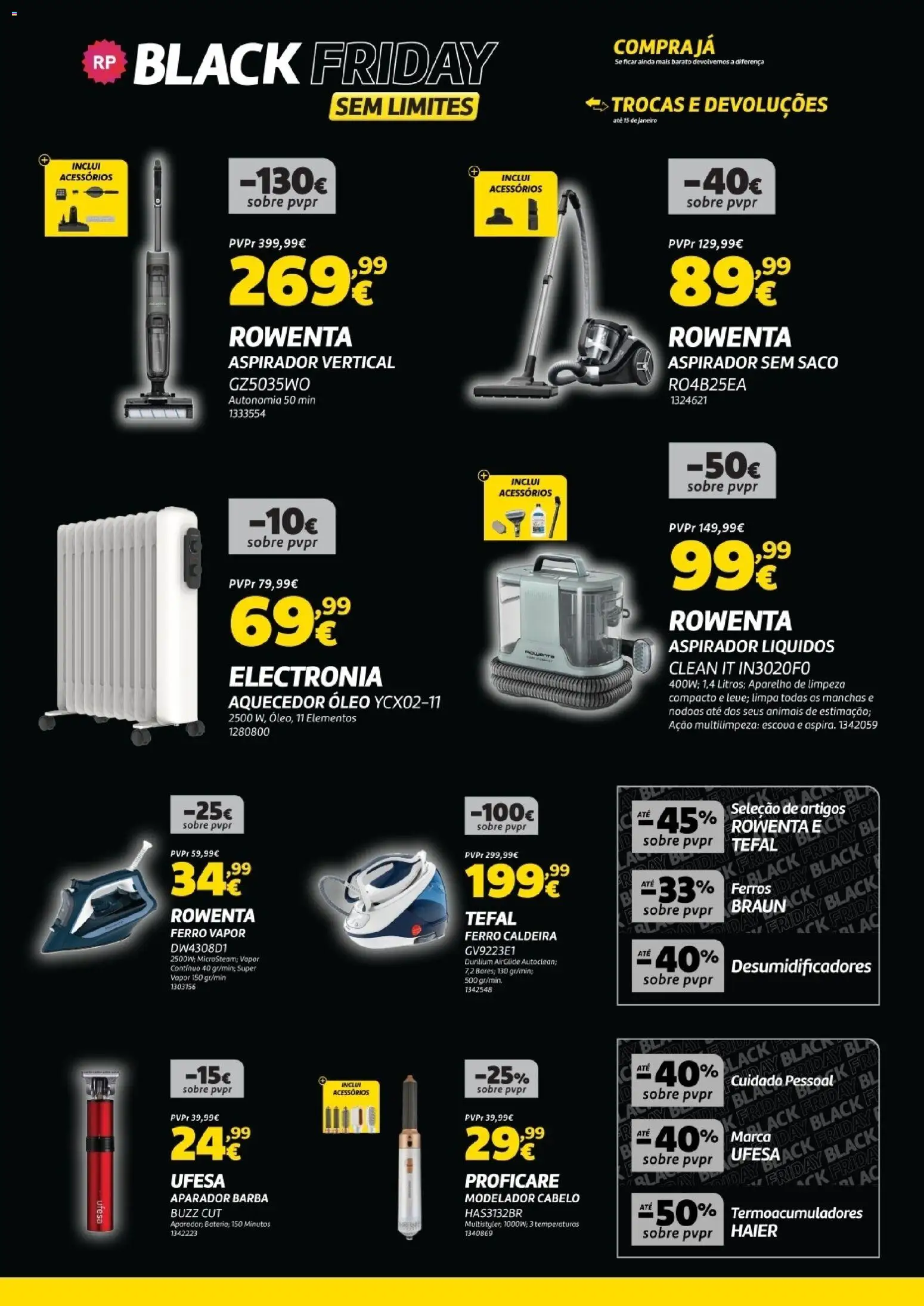 Radio Popular - Black Friday │ válido de 14.11.2025 | Página: 9 | Produtos: Aquecedor, Ferro, Aspirador, Aparador