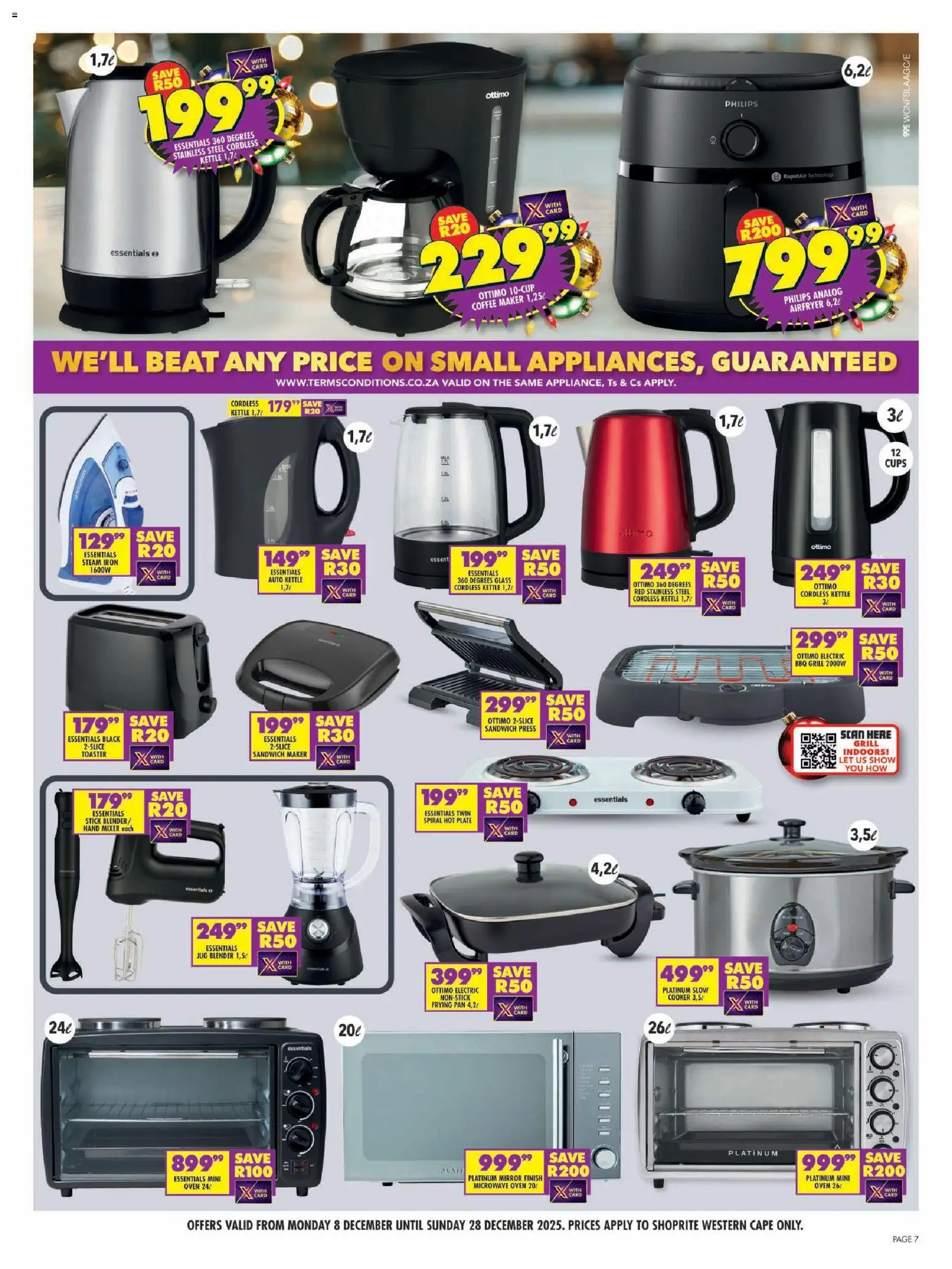 New Shoprite catalogue – valid from 08.12.2025 | Page: 7 | Products: Grill, Mirror, Microwave, Coffee