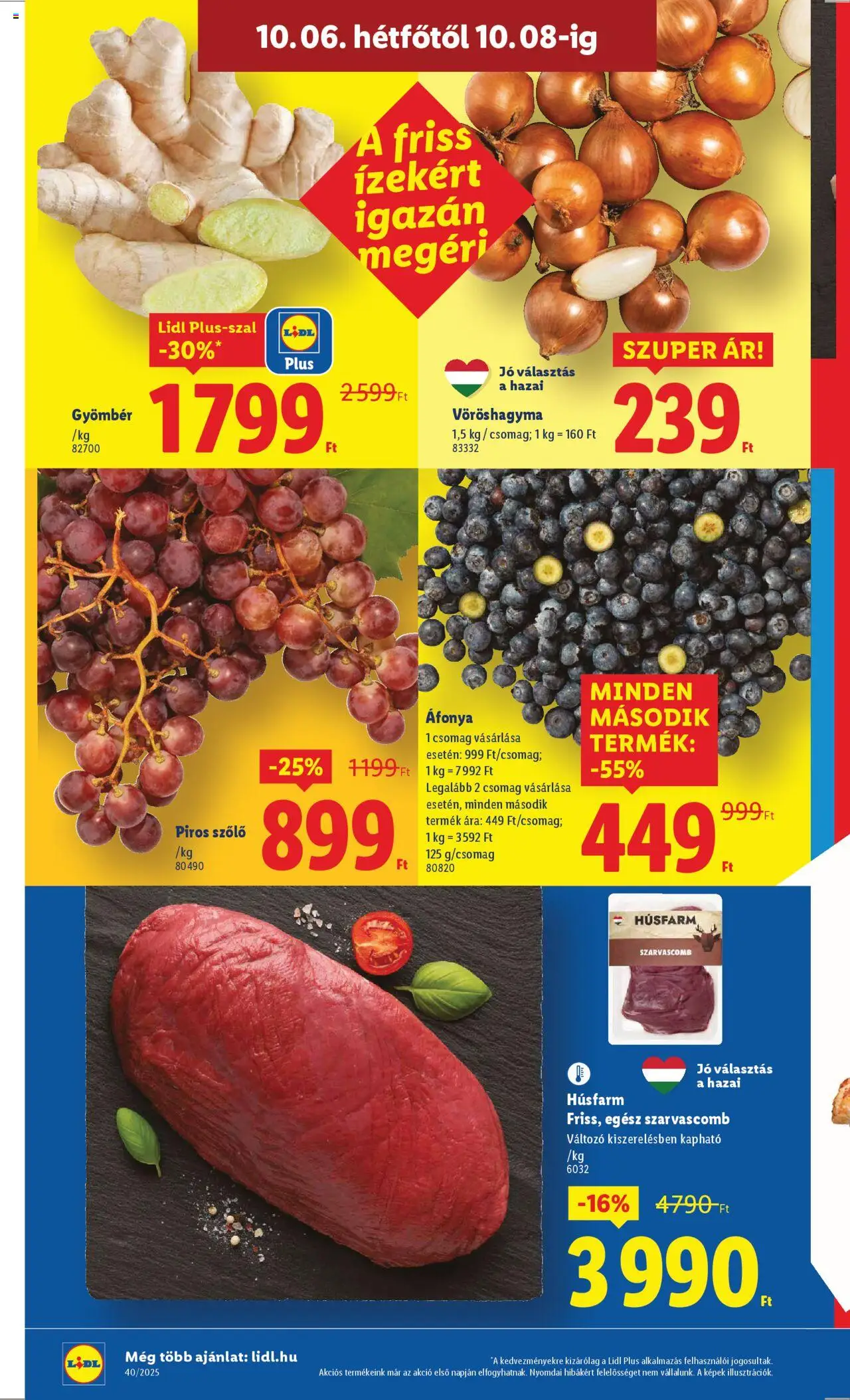Lidl akciós ujság - amely érvényes a következő dátumtól: 02.10.2025 | Oldal: 60 | Termékek: Szőlő, Áfonya, Vöröshagyma, Gyömbér
