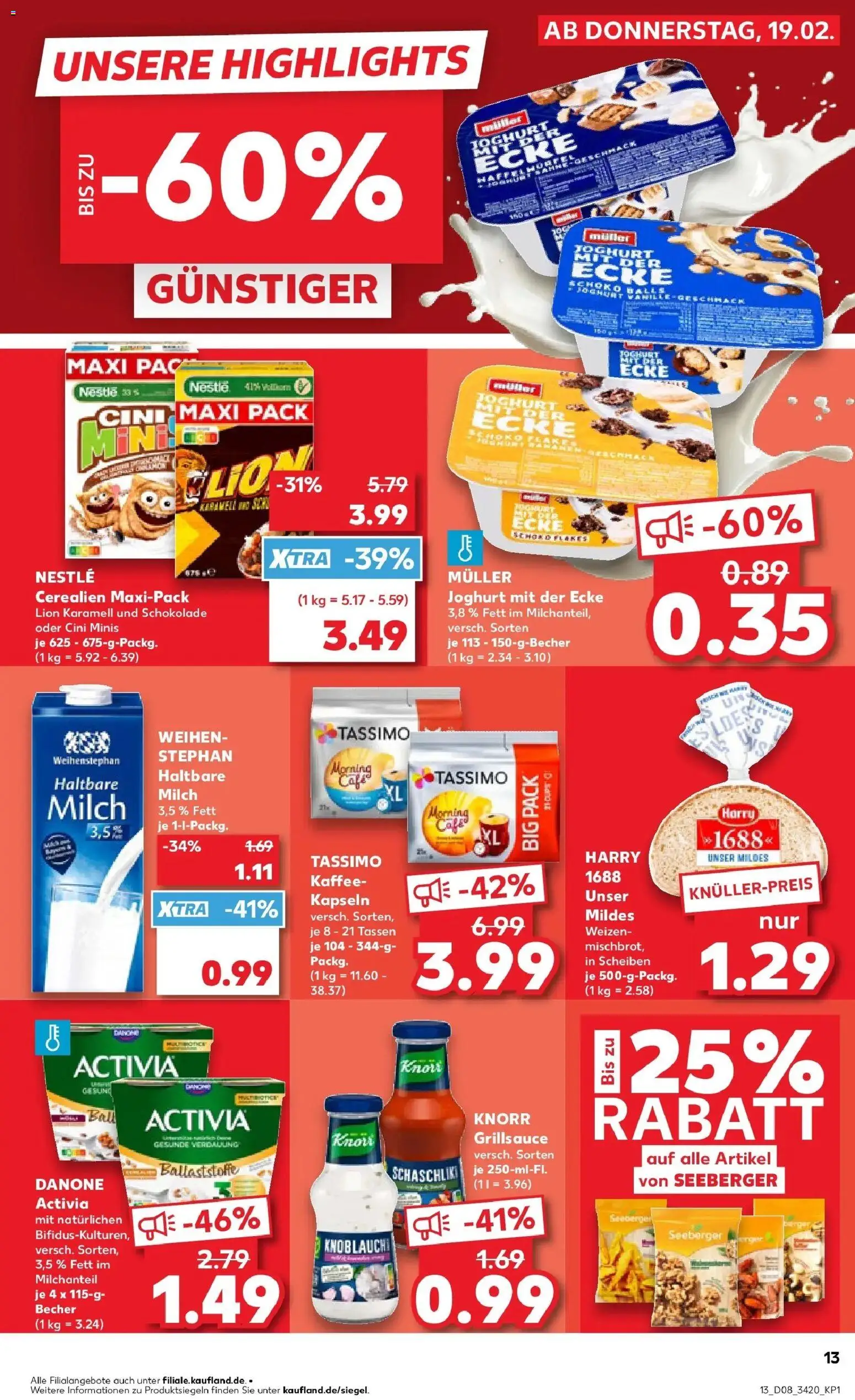 Kaufland prospekt Blankenfelde-Mahlow	 – gültig ab 22.02.2026 | Seite: 13 | Produkte: Milch, Joghurt, Knorr, Tassimo