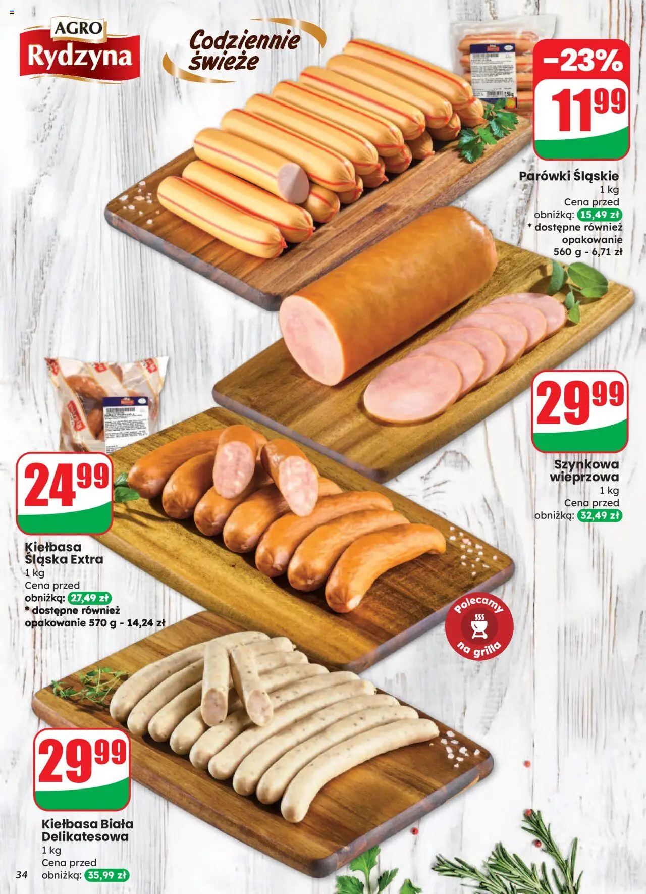 Dino Gazetka od 06.08.2025 | Strona: 34 | Produkty: Kiełbasa, Parówki, Kiełbasa śląska