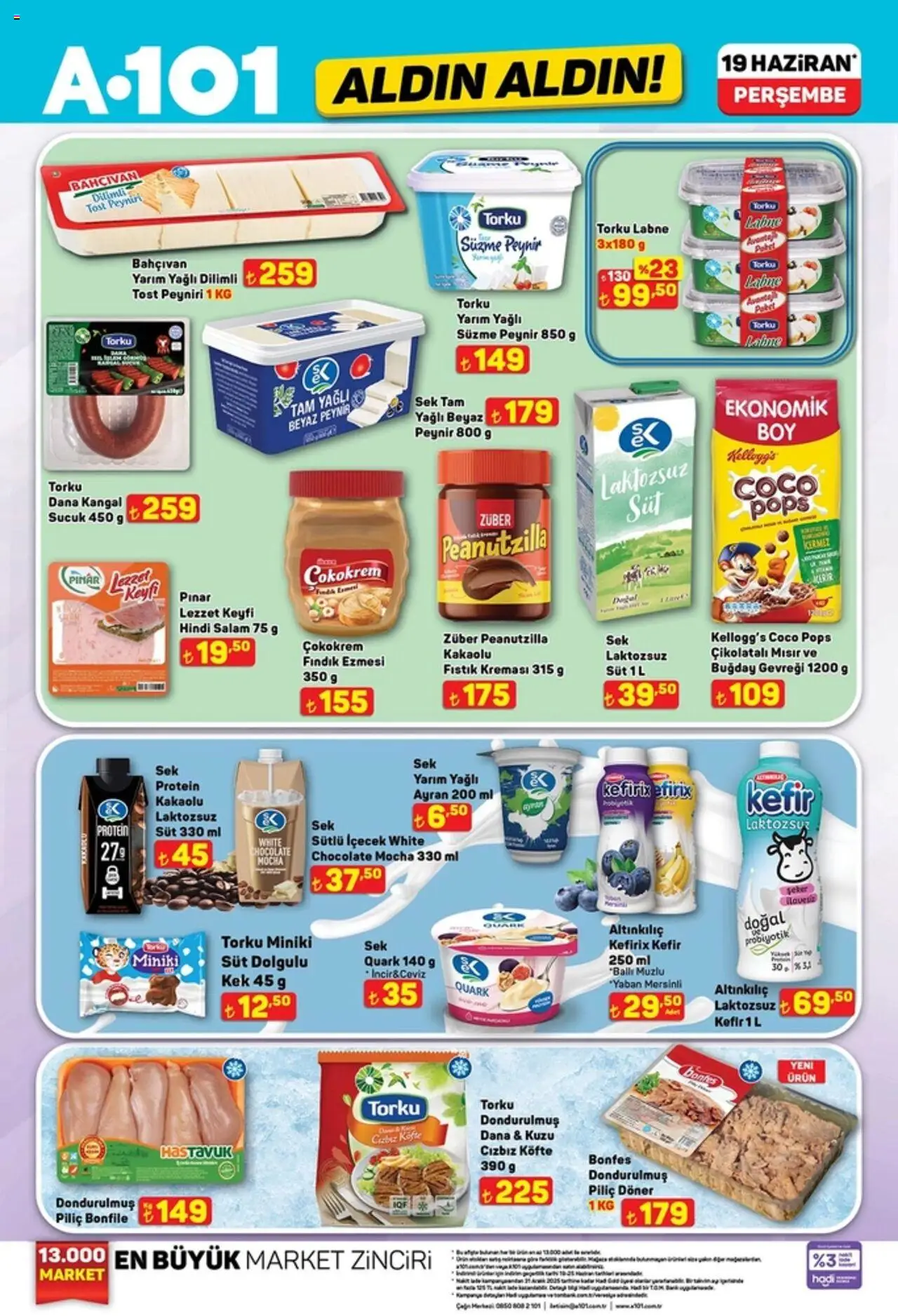 A101 Katalog Aldın Aldın - 19.06.2025 tarihinden itibaren geçerlidir | Sayfa: 1 | Ürünler: Fındık, Süzme peynir, Piliç, Piliç bonfile