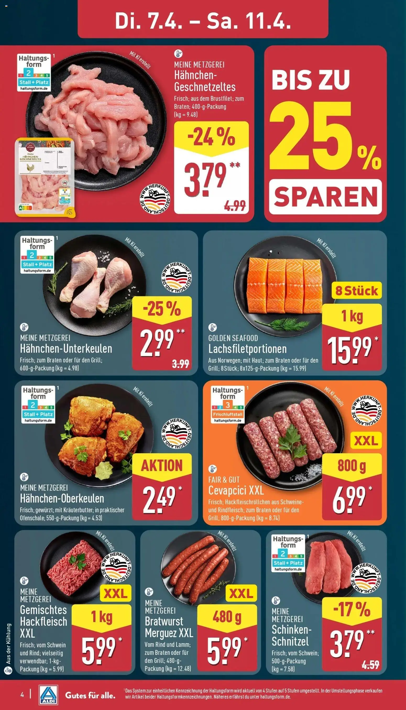 Aldi - ALDI Nord: Wochenangebote – gültig ab 05.04.2026 | Seite: 4 | Produkte: Hahnchen, Bratwurst, Cevapcici, Schnitzel