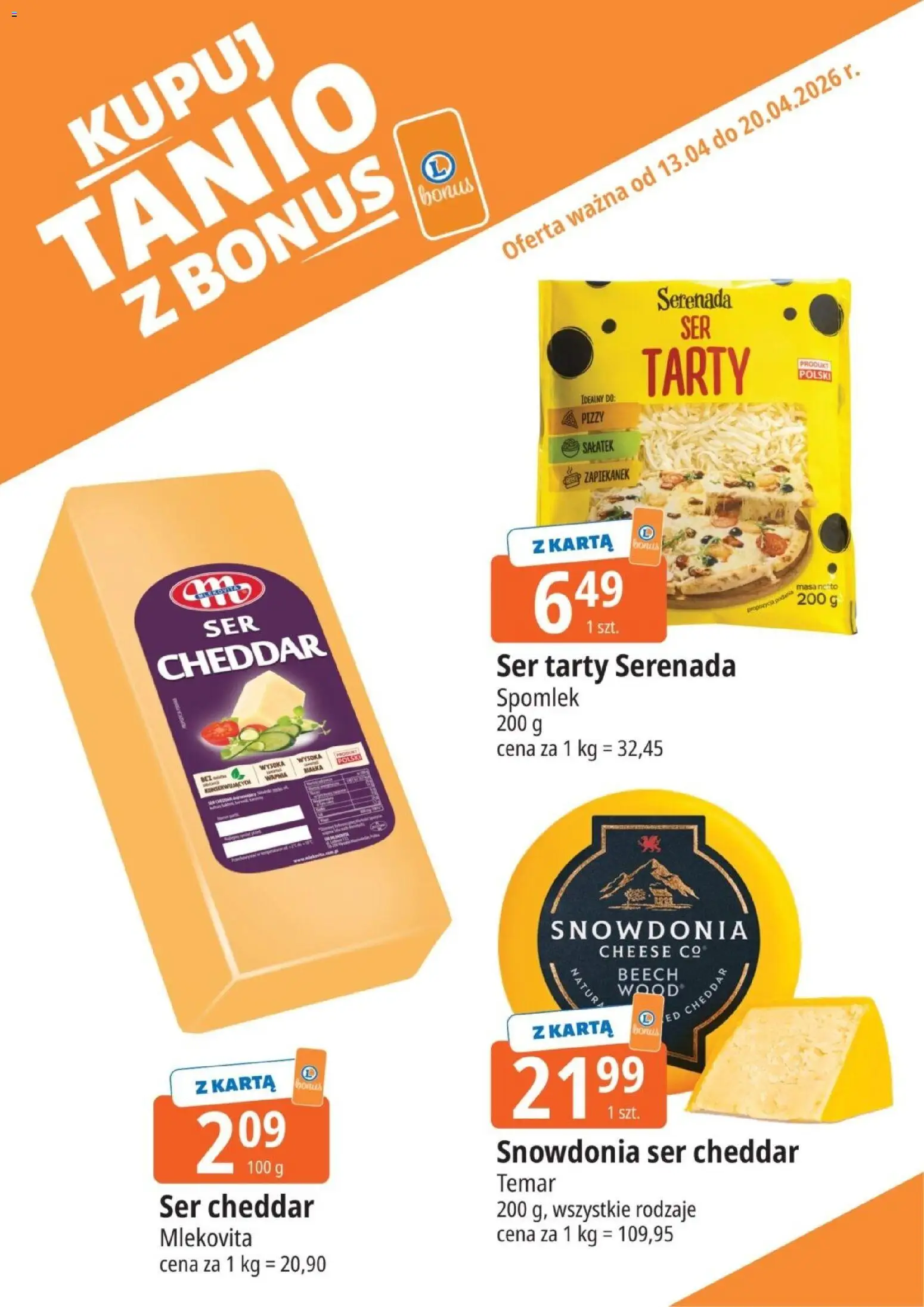 E.Leclerc gazetka - Kupony dodatkowe od 13.04.2026 | Strona: 4 | Produkty: Karta, Ser, Cheddar, Ser cheddar