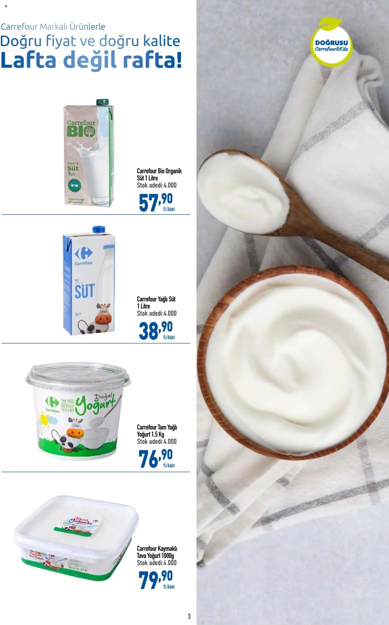 CarrefourSA Katalog - 15.01.2026 tarihinden itibaren geçerlidir | Sayfa: 3 | Ürünler: Süt, Yoğurt