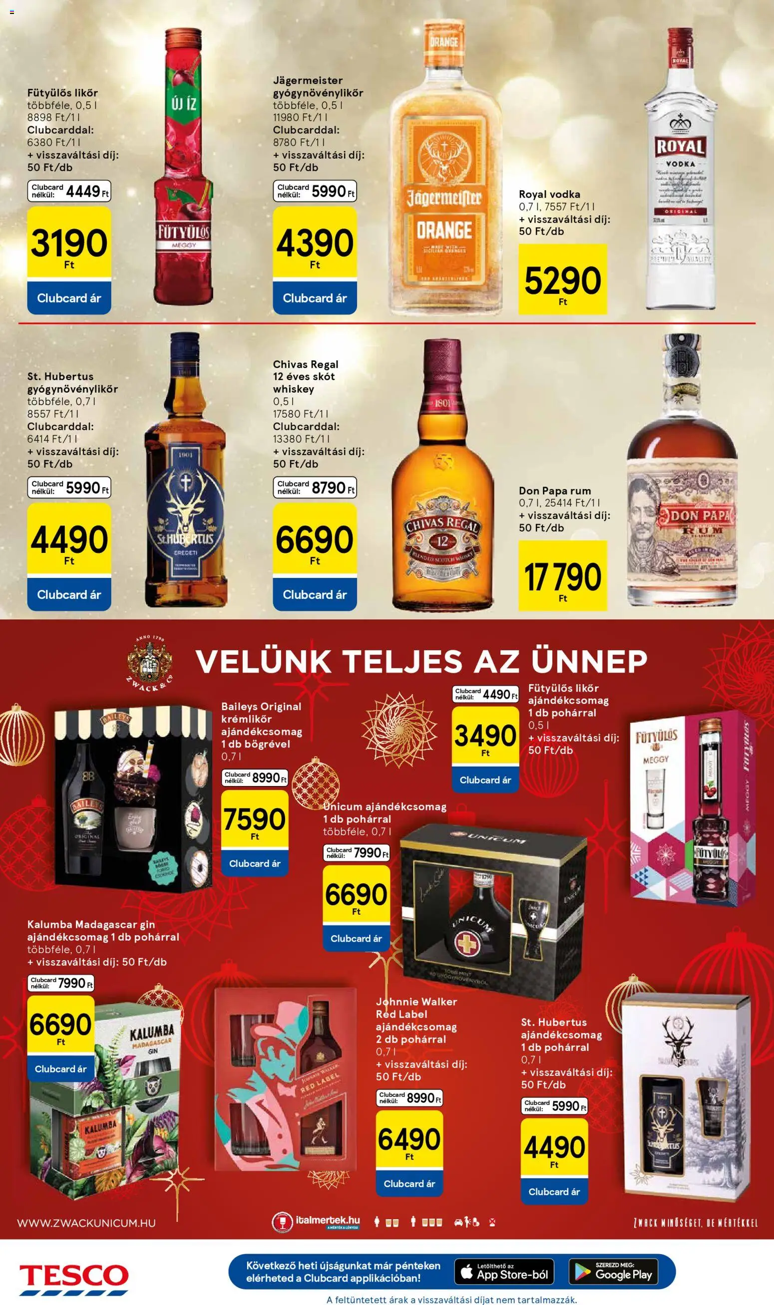 Tesco akciós ujság - amely érvényes a következő dátumtól: 11.12.2025 | Oldal: 36 | Termékek: Whiskey, Krémlikőr, Meggy, Rum