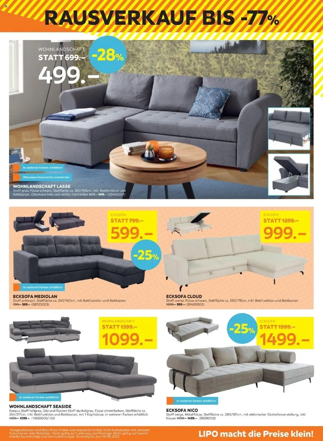 Lipo Aktionen ab 05.08.2025 | Seite: 7 | Produkte: Kissen, Ecksofa, Wohnlandschaft