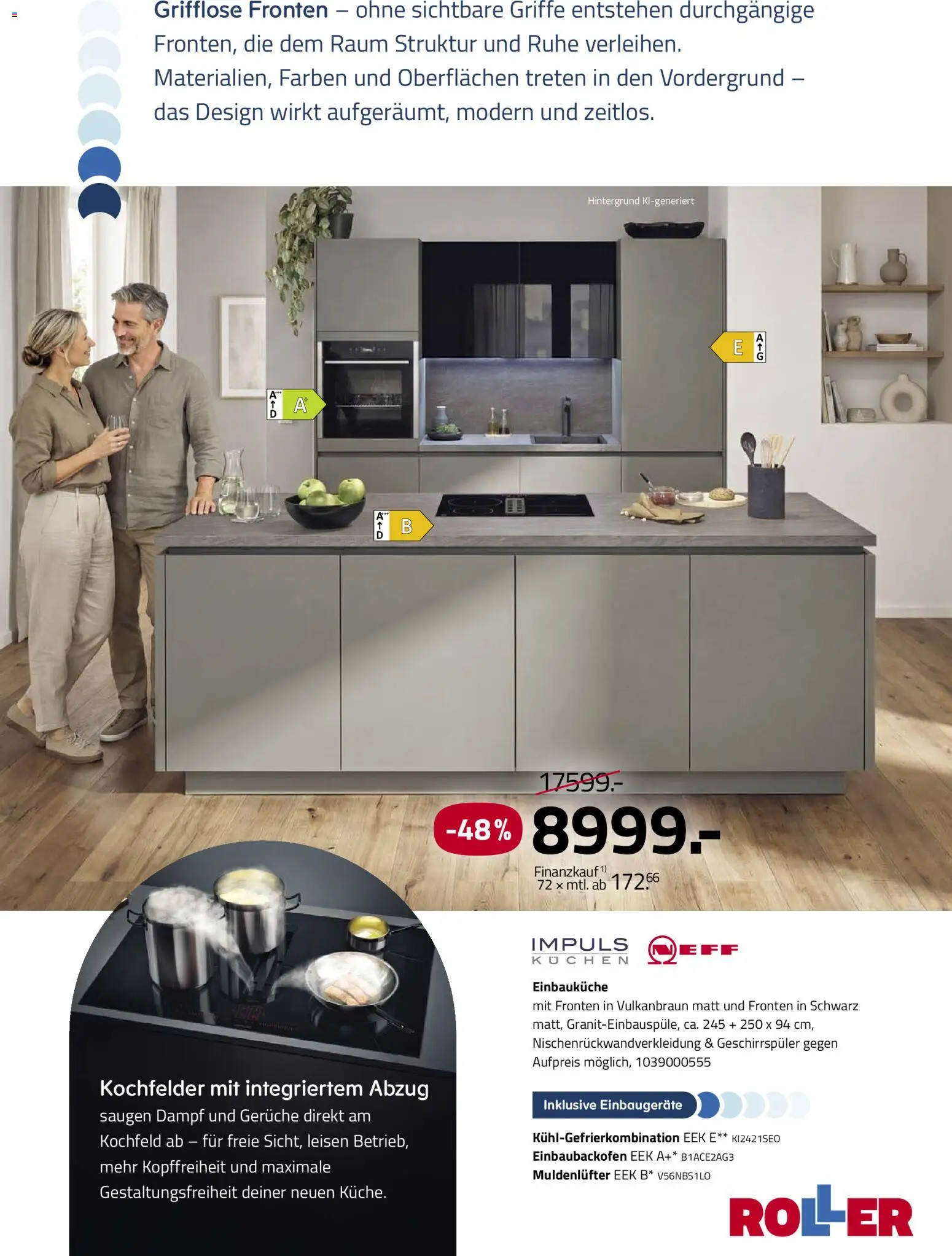 Roller Deine Küche 2026 – gültig ab 19.03.2026 | Seite: 9 | Produkte: Geschirrspüler, Einbauküche, Kühlgefrierkombination, Kuchen