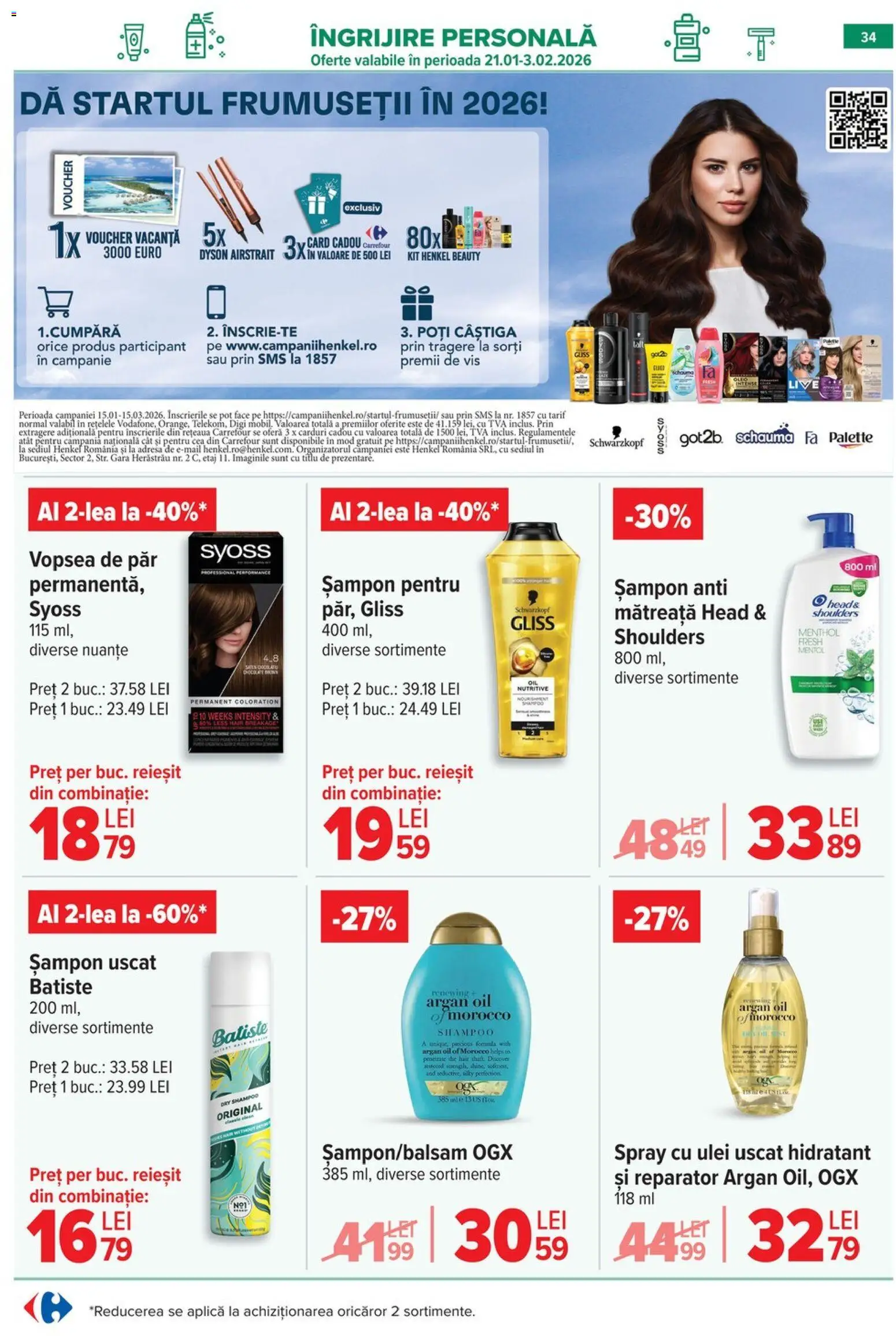 Noul catalog Carrefour – valabil de la 28.01.2026 | Pagină: 34 | Produse: Vopsea, Șampon, Ulei, Vopsea de păr