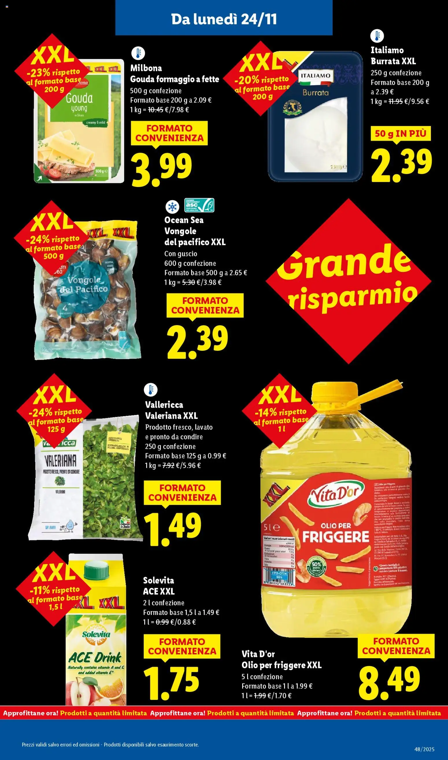 Volantino Lidl del 24.11.2025 | Pagina: 7 | Prodotti: Vongole, Olio, Olio per friggere, Bottiglia