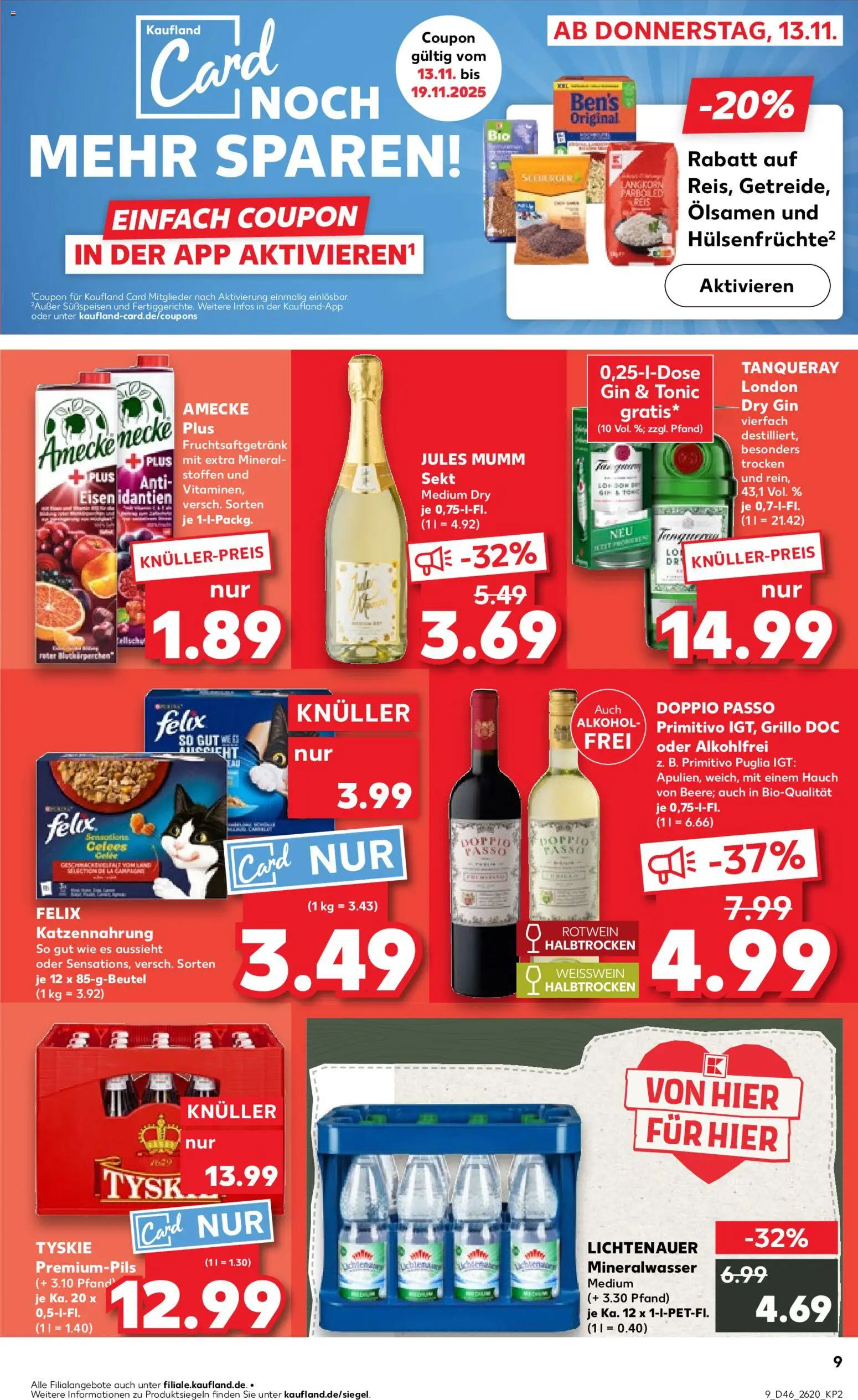 Kaufland prospekt Leipzig	 – gültig ab 13.11.2025 | Seite: 9 | Produkte: Doppio passo primitivo, Doppio Passo, Reis, Gin