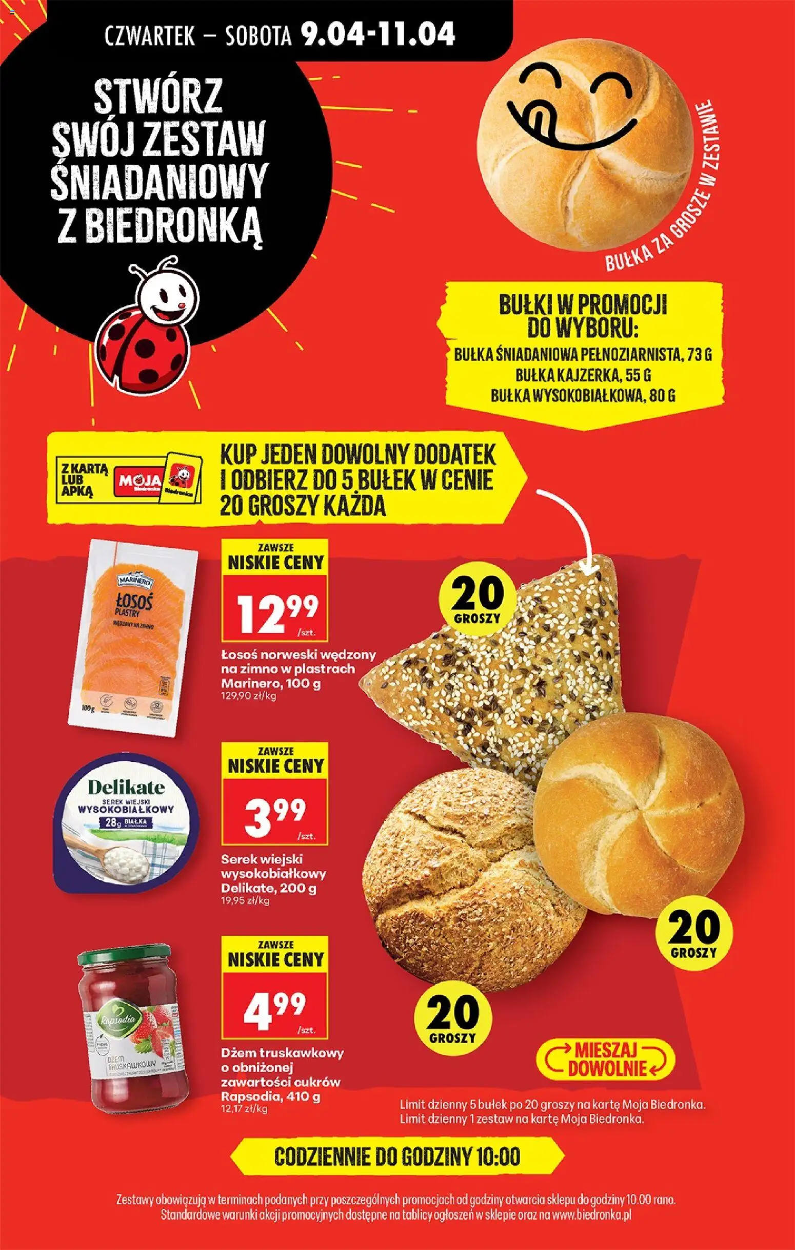 Biedronka gazetka od czwartku od 09.04.2026 | Strona: 38 | Produkty: Łosoś, Łosoś norweski, Bułka, Dżem