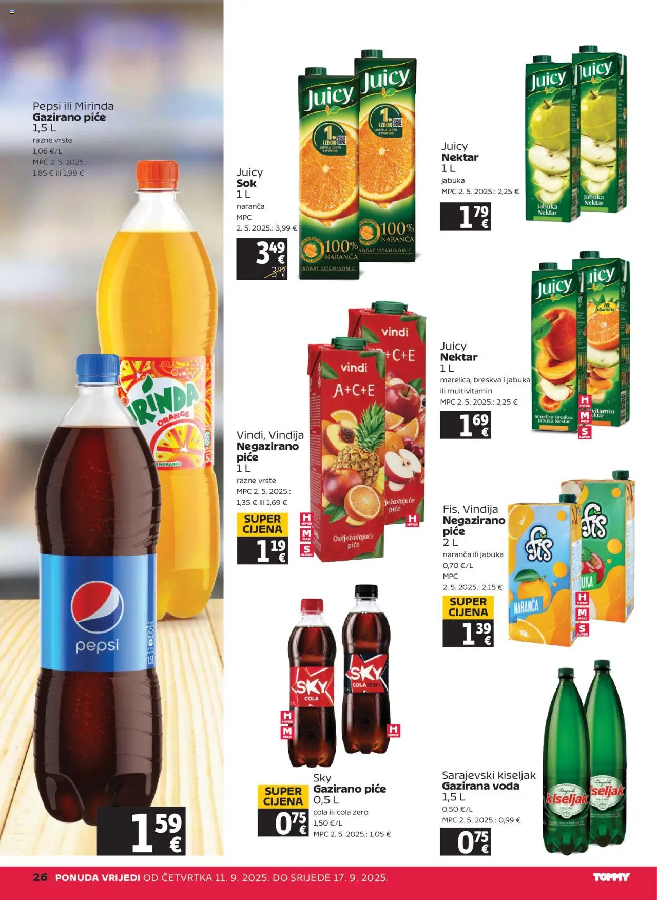 Tommy katalog | vrijedi od 11.09.2025 | Stranica: 26 | Proizvodi: Vindija, Pepsi, Breskva, Jabuka