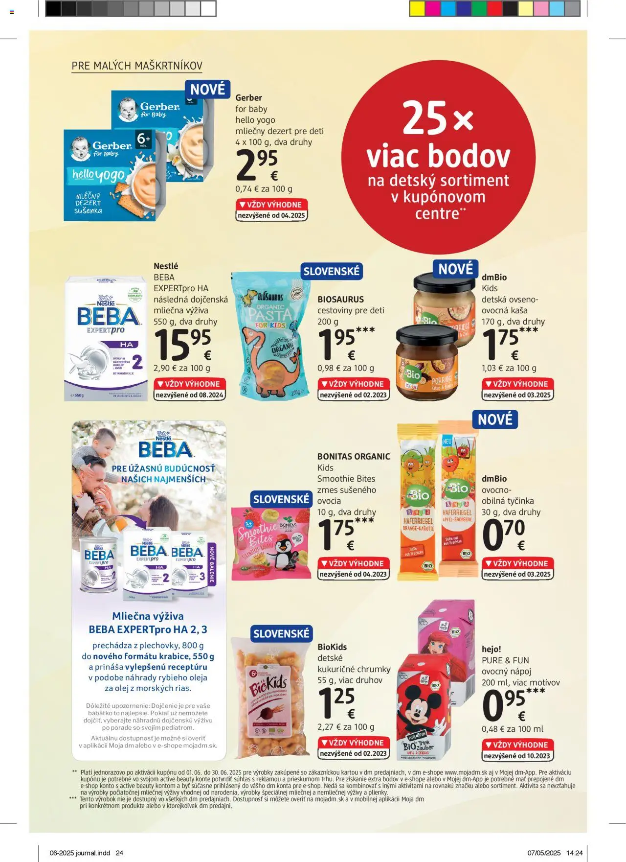 dm drogerie Journal Jún 2025 │ platný od 01.06.2025 | Strana: 24 | Produkty: Cestoviny, Kinder, Kakao, Beba