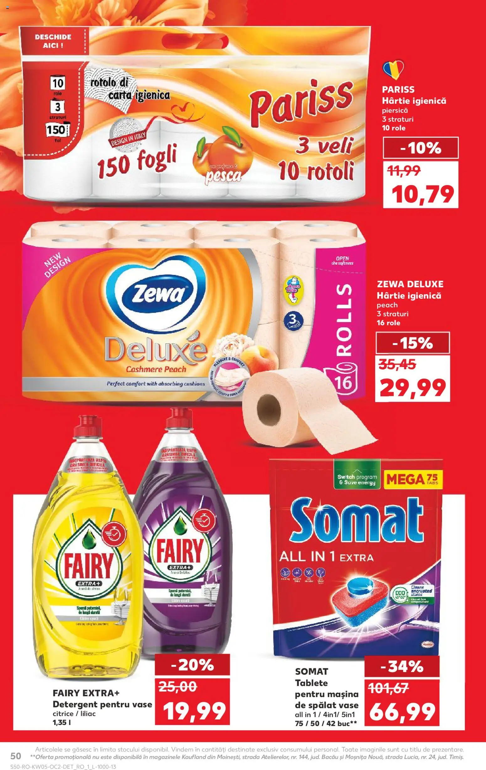Noul catalog Kaufland – valabil de la 28.01.2026 | Pagină: 50 | Produse: Piersică, Role, Detergent, Tablete pentru mașina de spălat