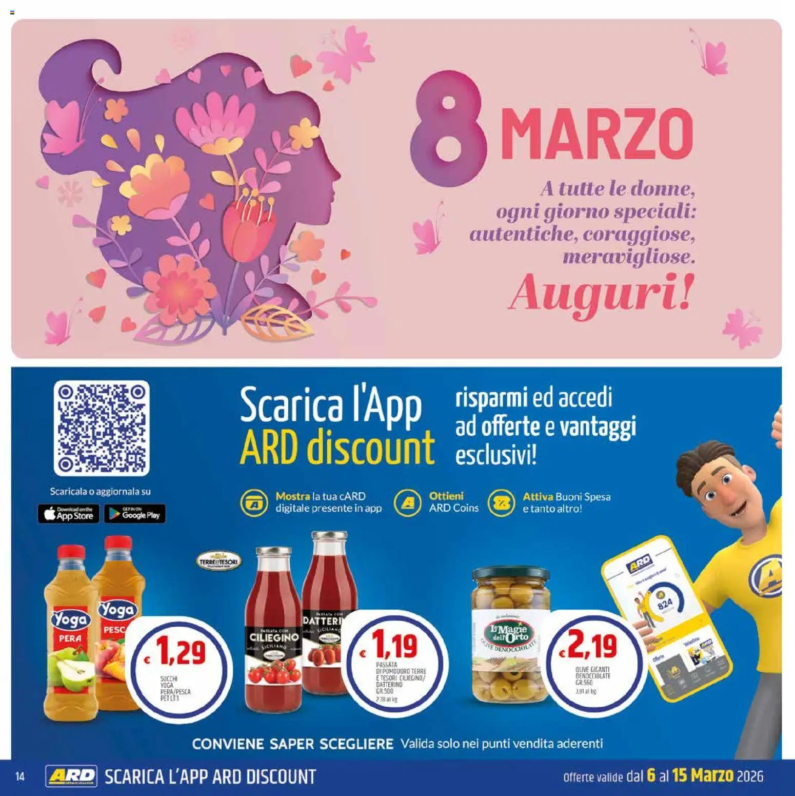 Volantino ARD Discount del 06.03.2026 | Pagina: 14 | Prodotti: Pomodoro, Pesca, Pera, The