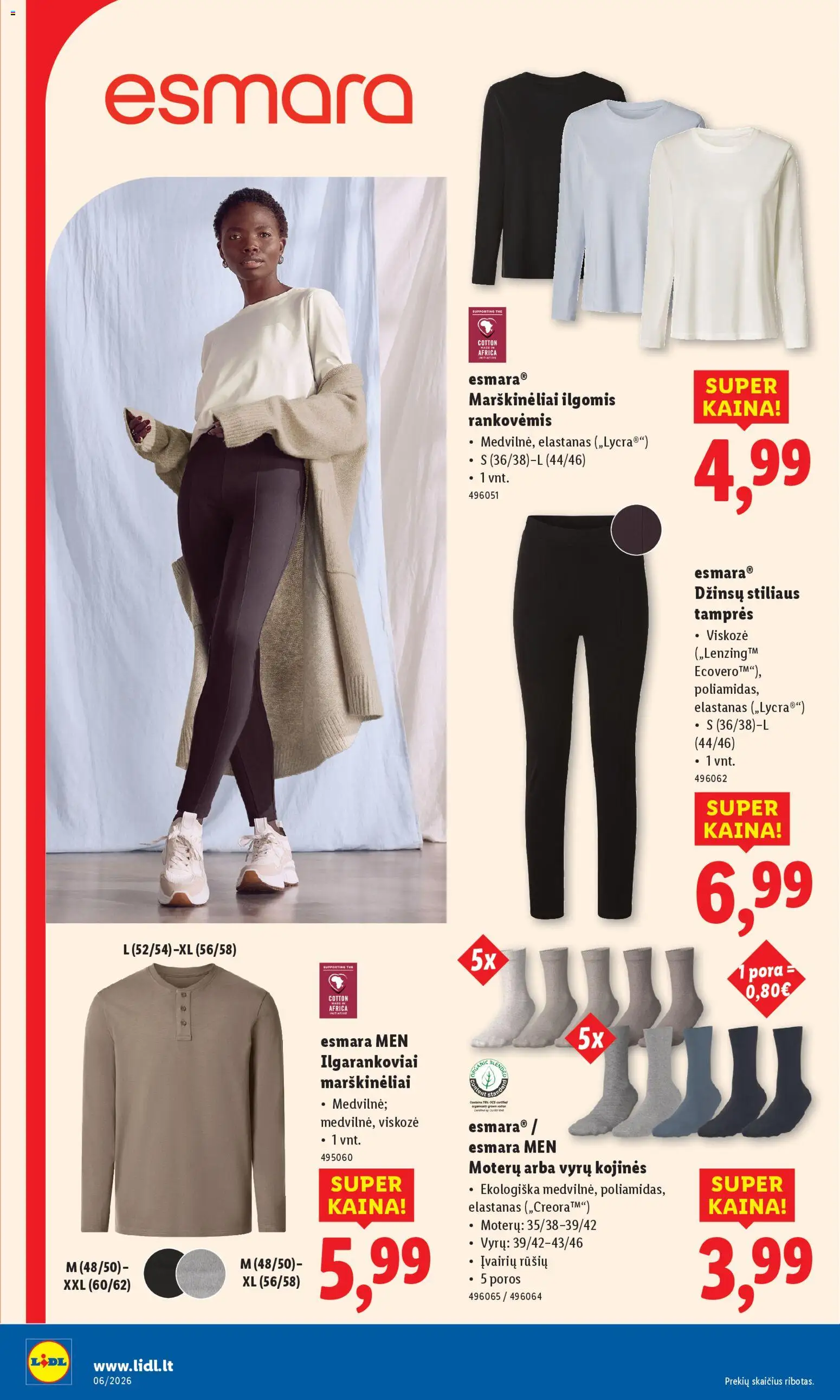 LIDL akcijos nuo 02.02.2026 | Puslapis: 6 | Prekių: Marškinėliai, Kojinės, Tamprės