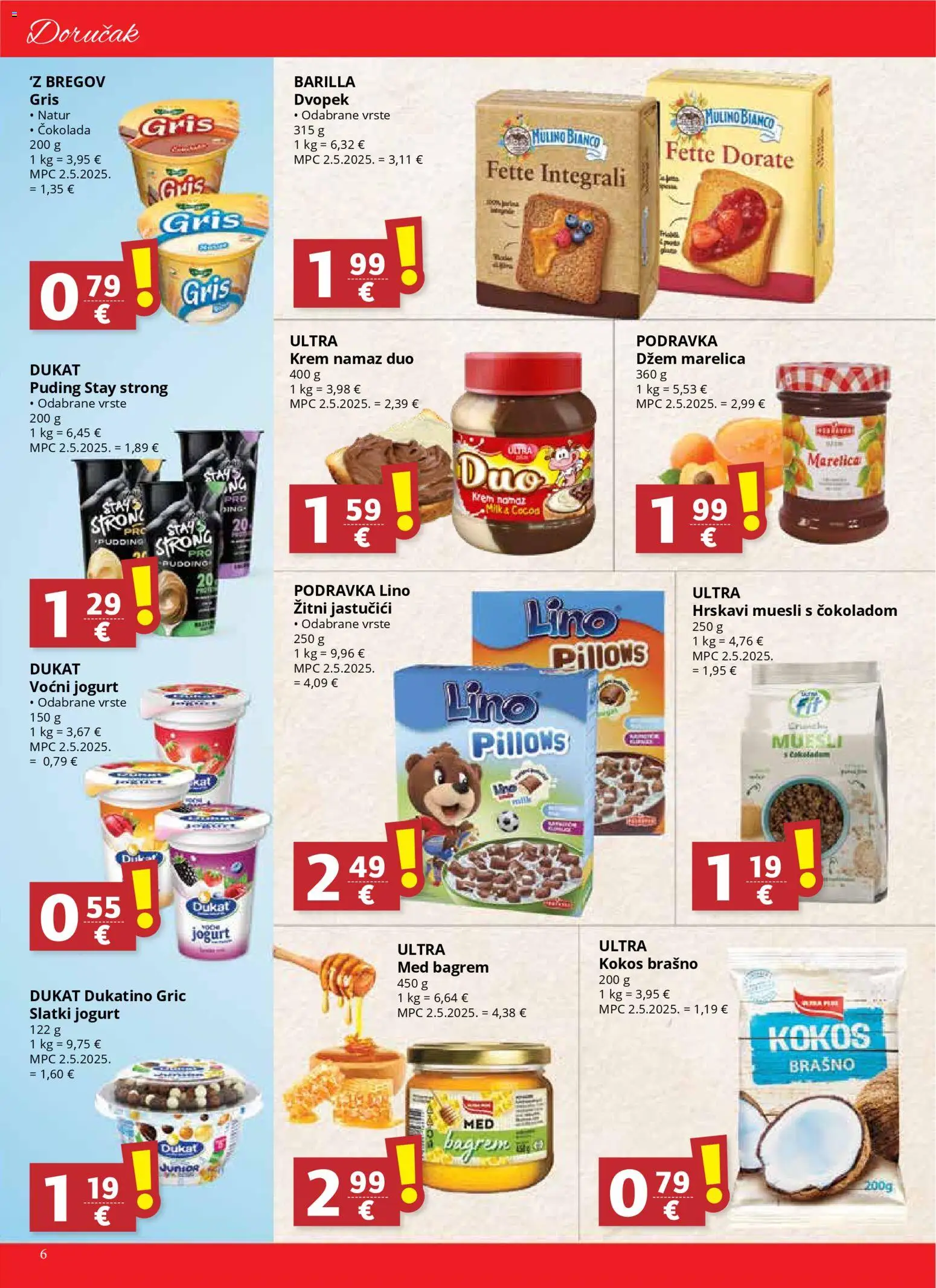Ribola katalog | vrijedi od 02.01.2025 | Stranica: 6 | Proizvodi: Med, Puding, Brašno, Barilla
