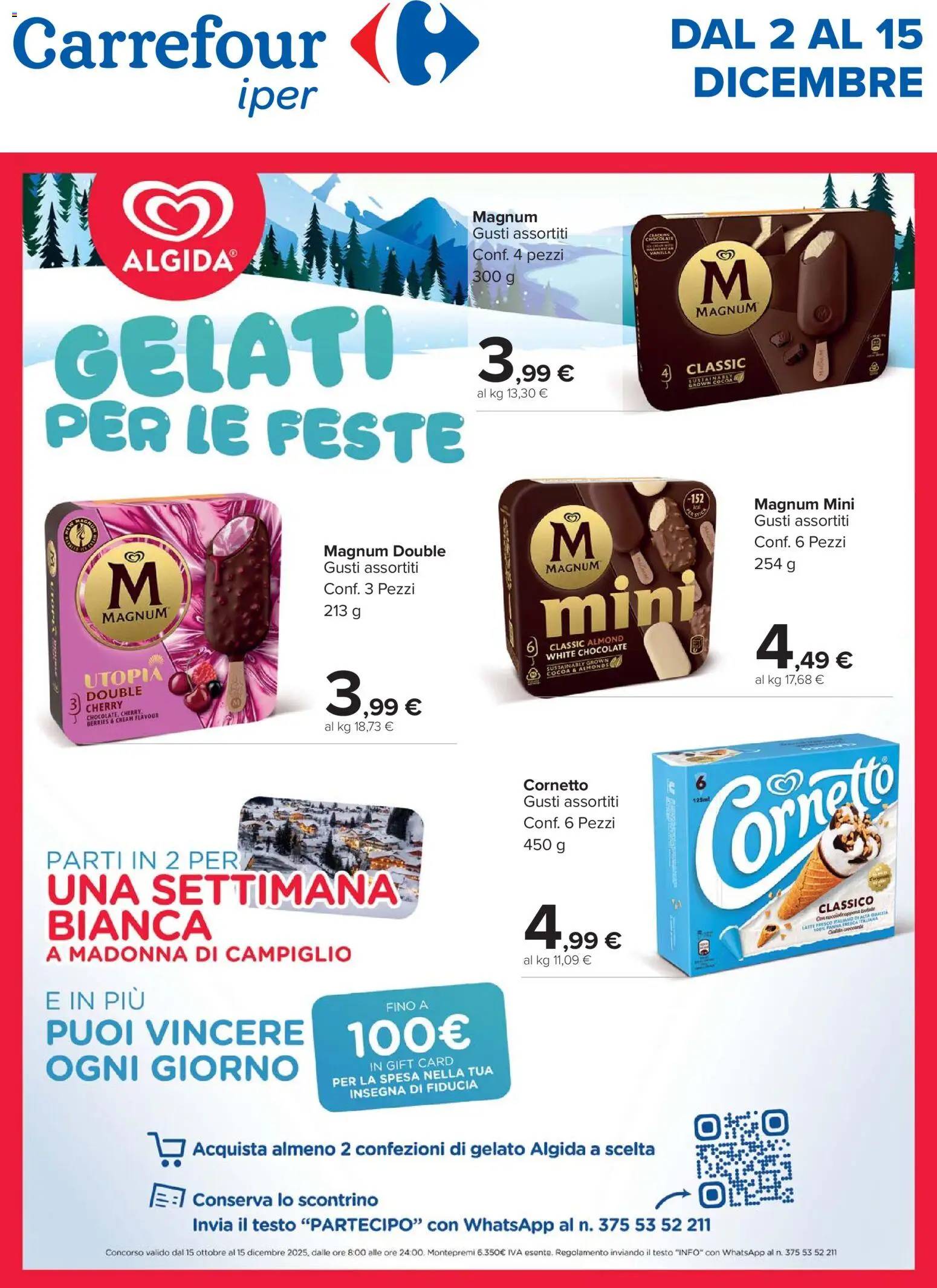 Volantino Carrefour del 02.12.2025 | Pagina: 1 | Prodotti: Cornetto, Panna, Gelato, Latte