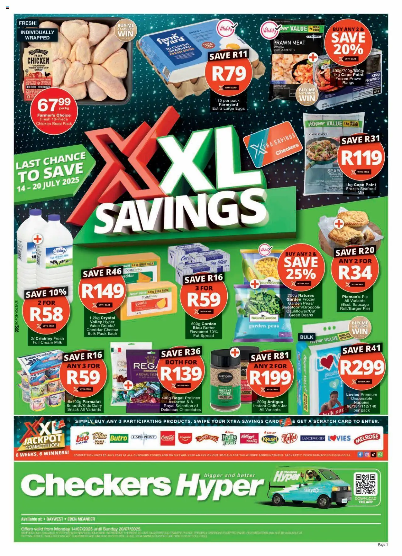 Checkers Eastern Cape - Hyper XXL Savings Week 6 Deals │ valid from 14.07.2025 | Page: 1 | Products: Cheese, Eggs, Noodles, Cream