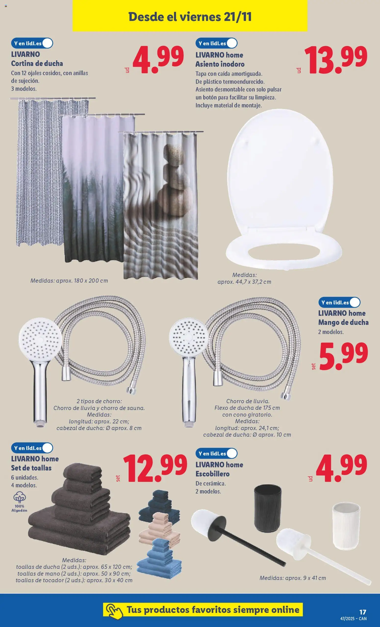 Lidl - Canarias  │ válido desde el 17.11.2025 | Página: 17 | Productos: Cortina, Cabezal de ducha, Ρούτερ, Ducha