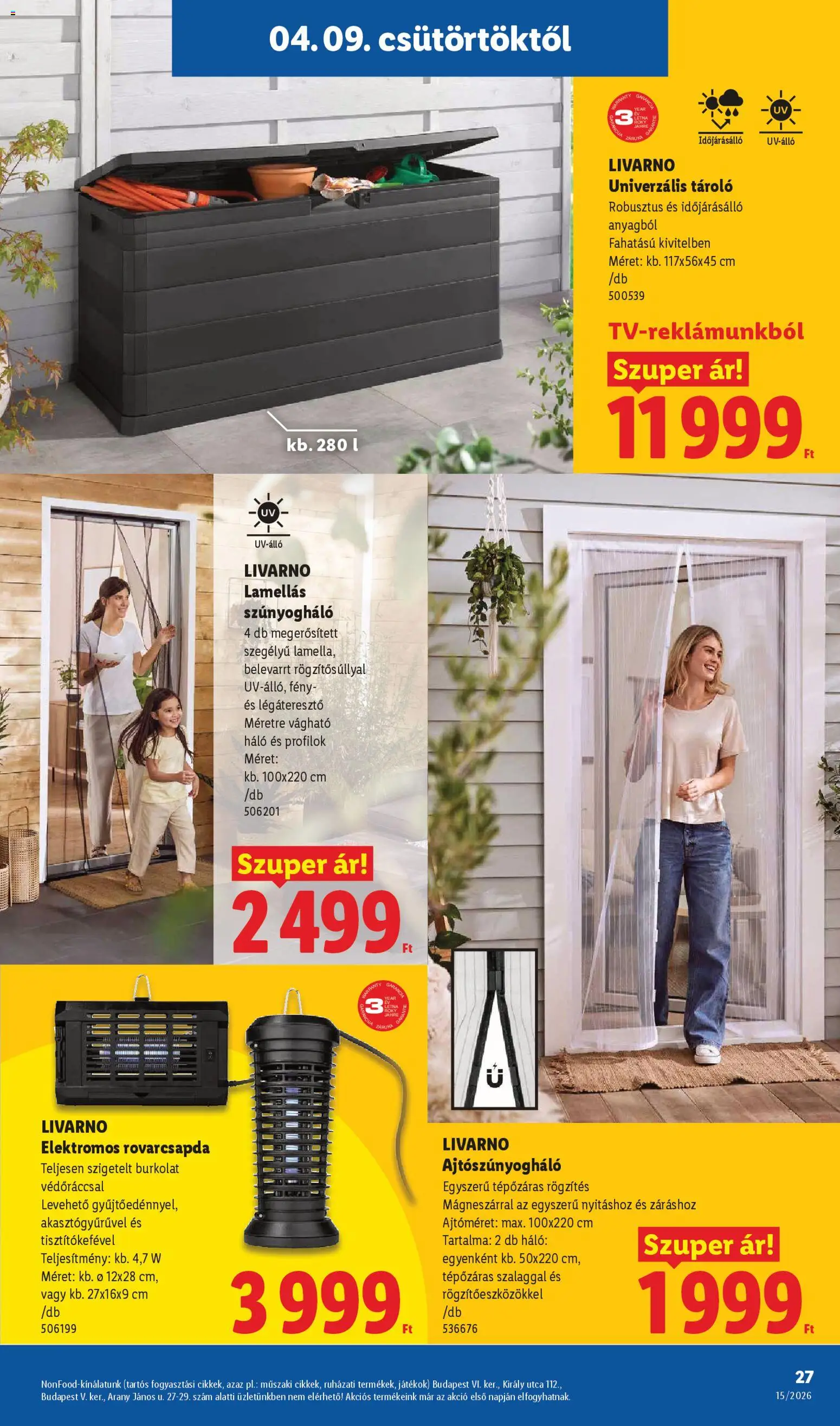Lidl akciós ujság - amely érvényes a következő dátumtól: 09.04.2026 | Oldal: 27 | Termékek: Elektromos rovarcsapda, Játékok, Szúnyogháló