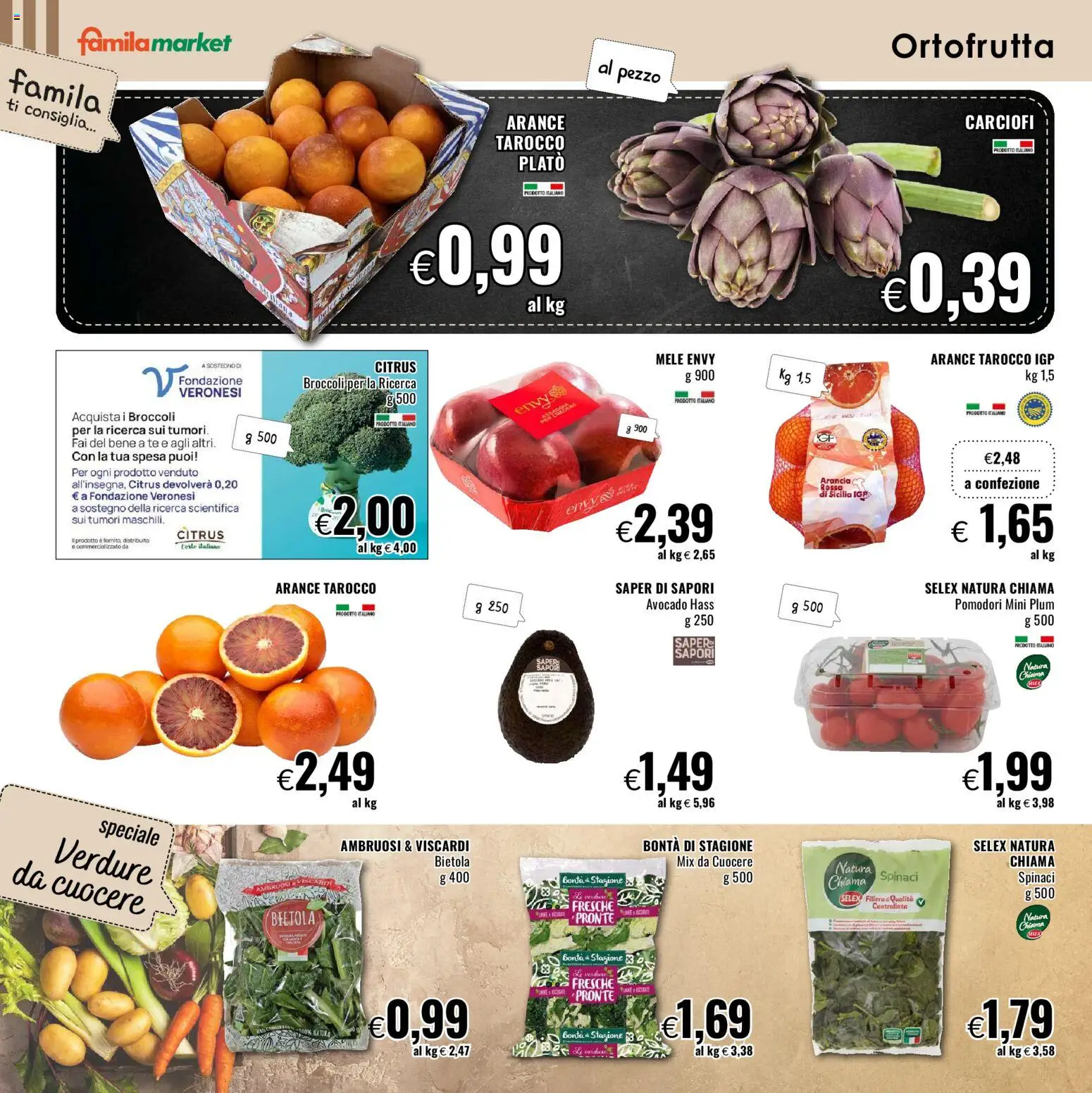 Volantino Famila del 22.01.2026 | Pagina: 2 | Prodotti: Mele, Arance, Avocado, Spinaci
