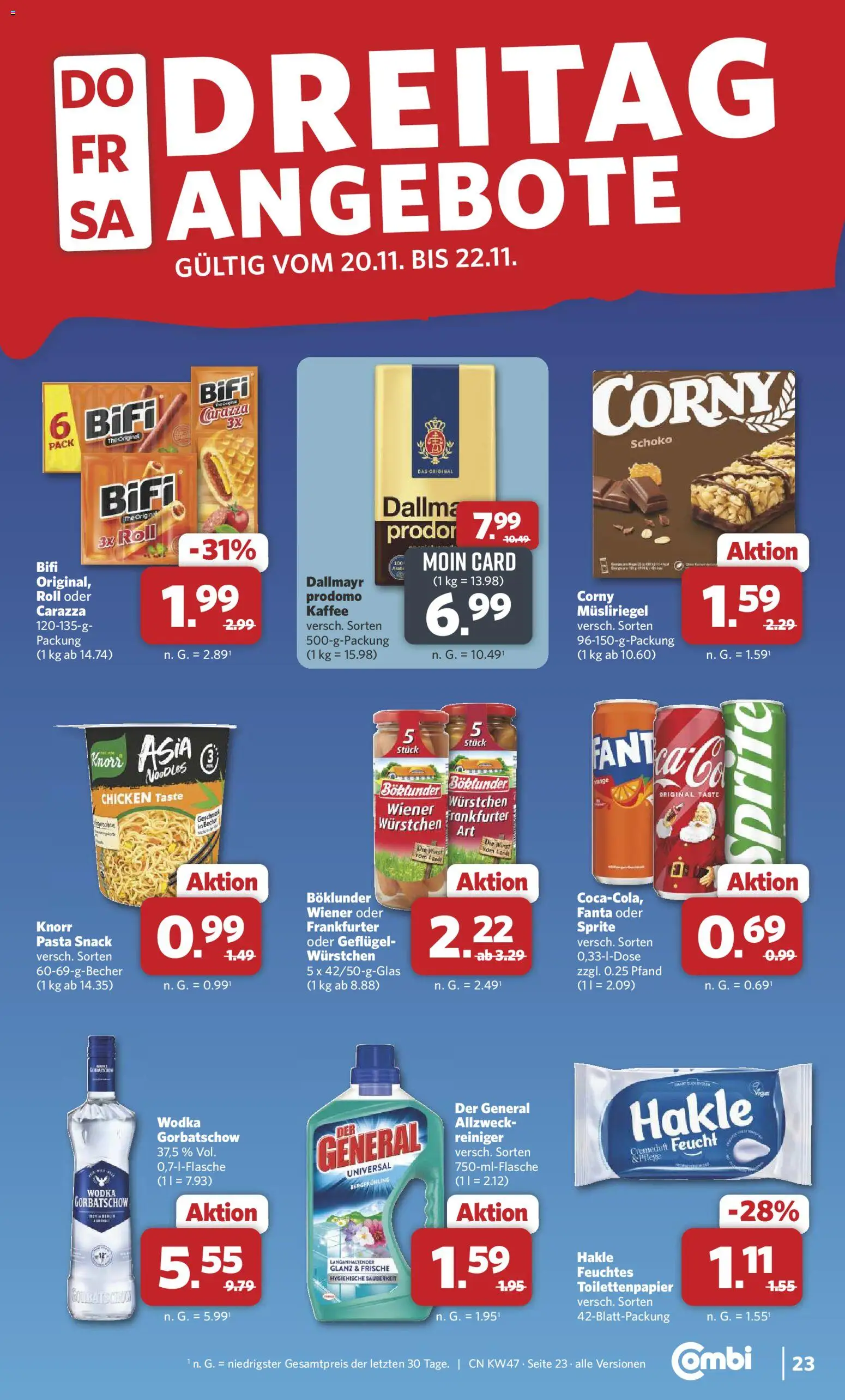 Combi Prospekt 	 – gültig ab 17.11.2025 | Seite: 25 | Produkte: Knorr, Wurst, Pasta, Toilettenpapier