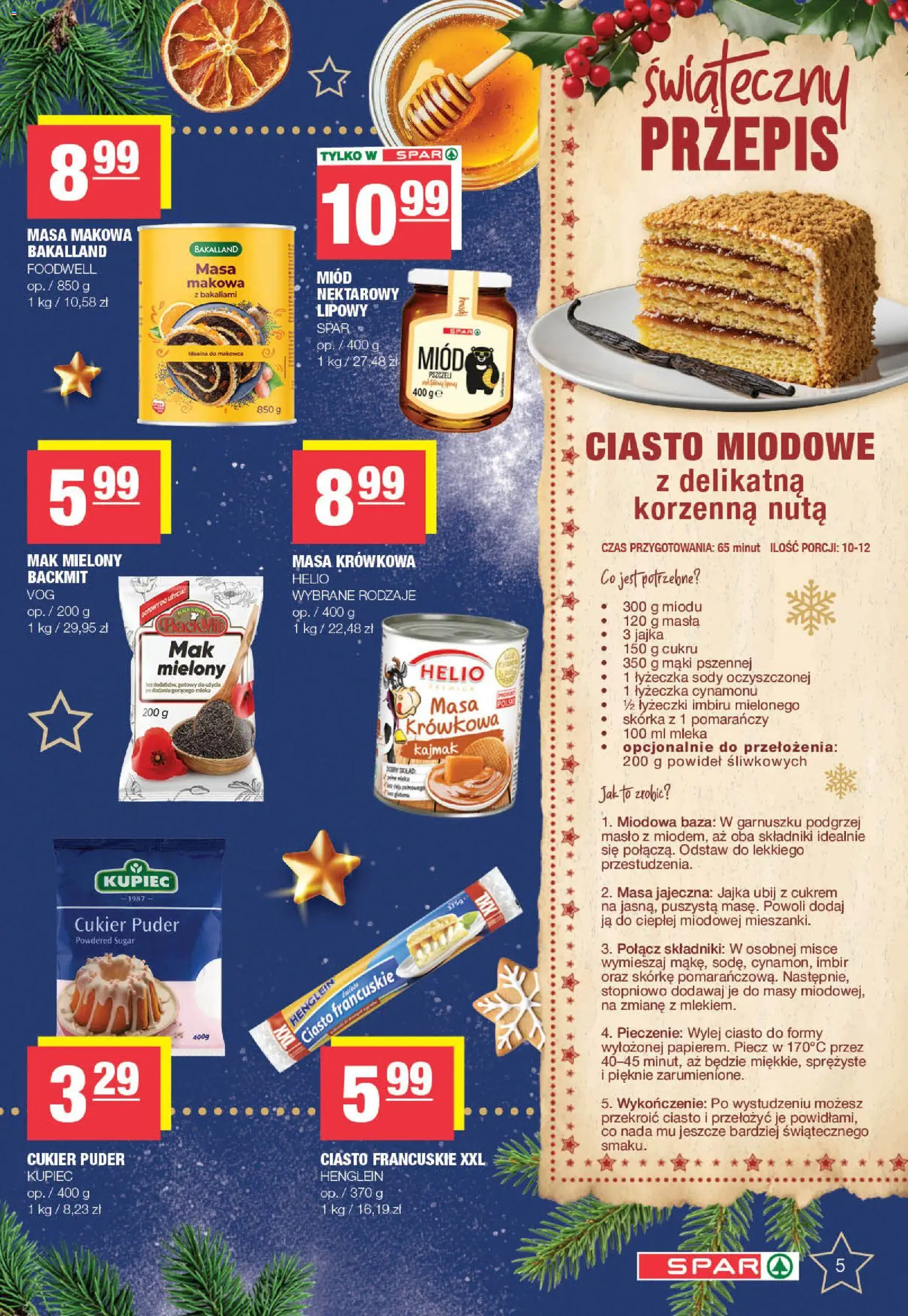 Spar Gazetka od 08.12.2025 | Strona: 5 | Produkty: Mak, Ciasto francuskie XXL, Masa makowa, Cukier