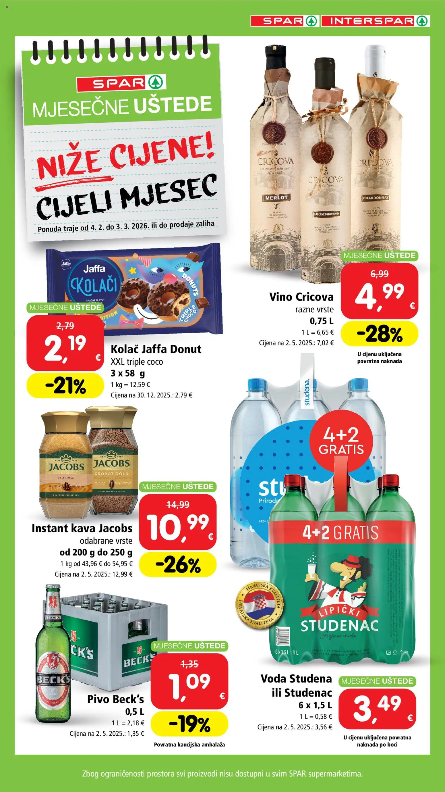 Interspar katalog | vrijedi od 04.02.2026 | Stranica: 3 | Proizvodi: Kava, Vino, Jacobs, Voda