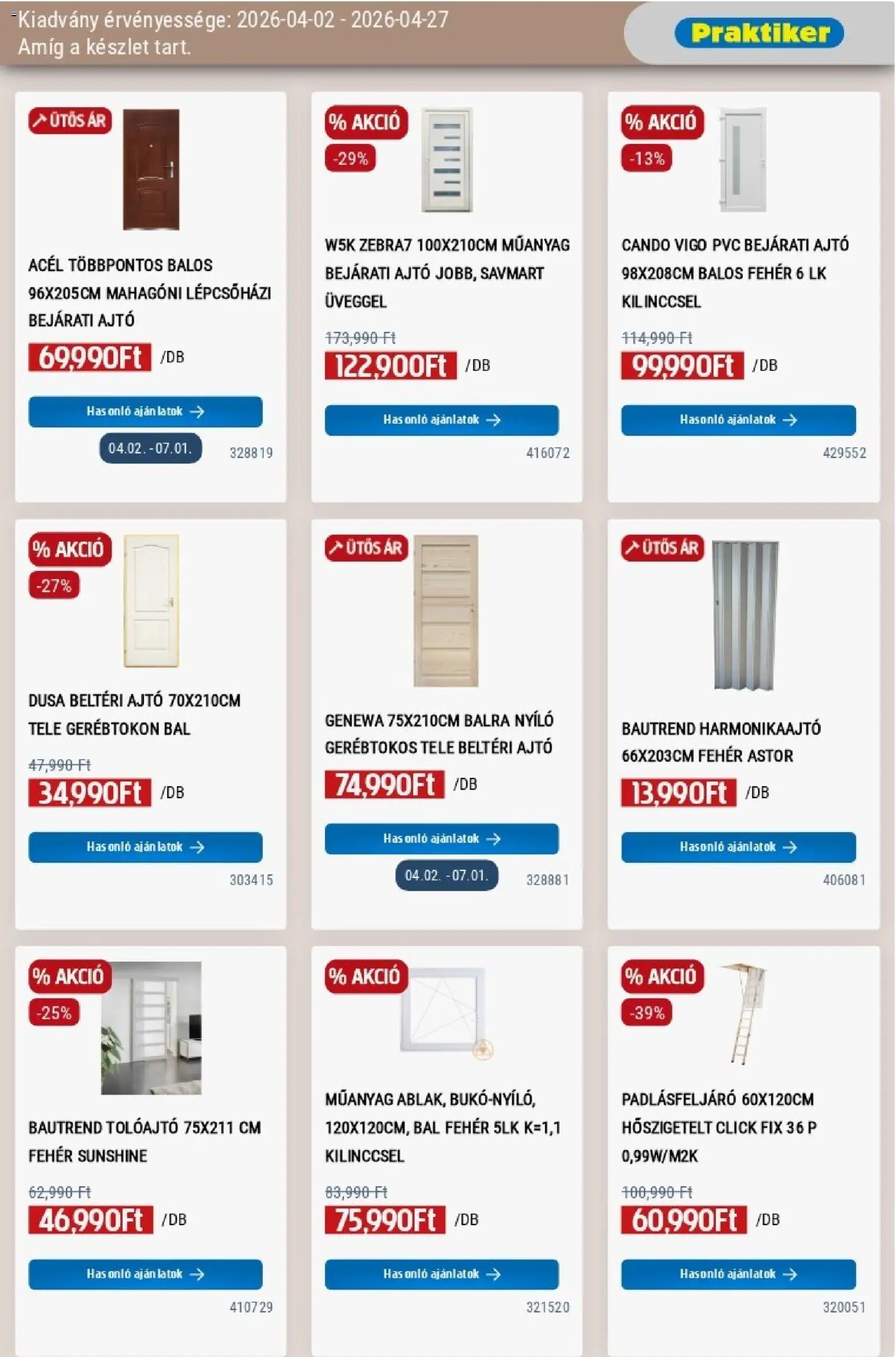 Praktiker akciós ujság - amely érvényes a következő dátumtól: 02.04.2026 | Oldal: 23 | Termékek: Bejárati ajtó, Beltéri ajtó