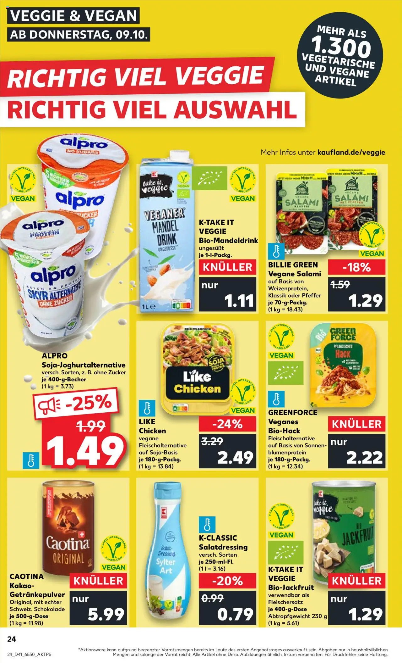 Kaufland prospekt Kiel	 – gültig ab 09.10.2025 | Seite: 24 | Produkte: Dressing, Skyr, Alpro, Salami