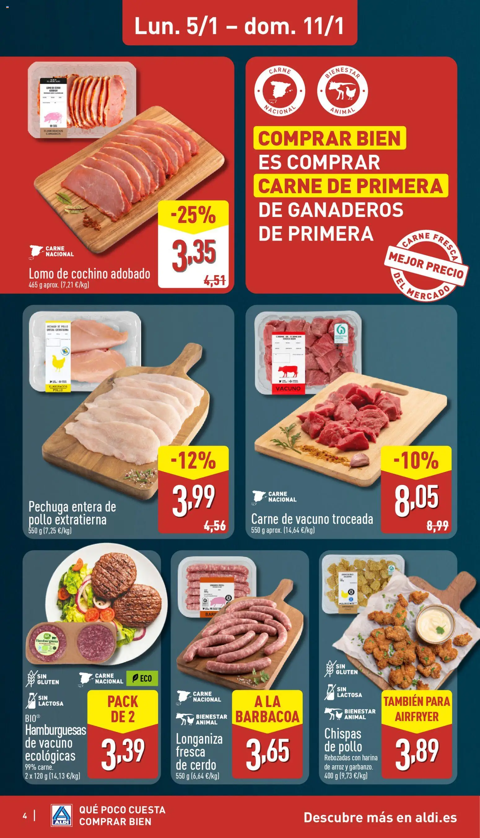 Aldi folleto Canarias │ válido desde el 05.01.2026 | Página: 4 | Productos: Cerdo, Arroz, Longaniza, Barbacoa
